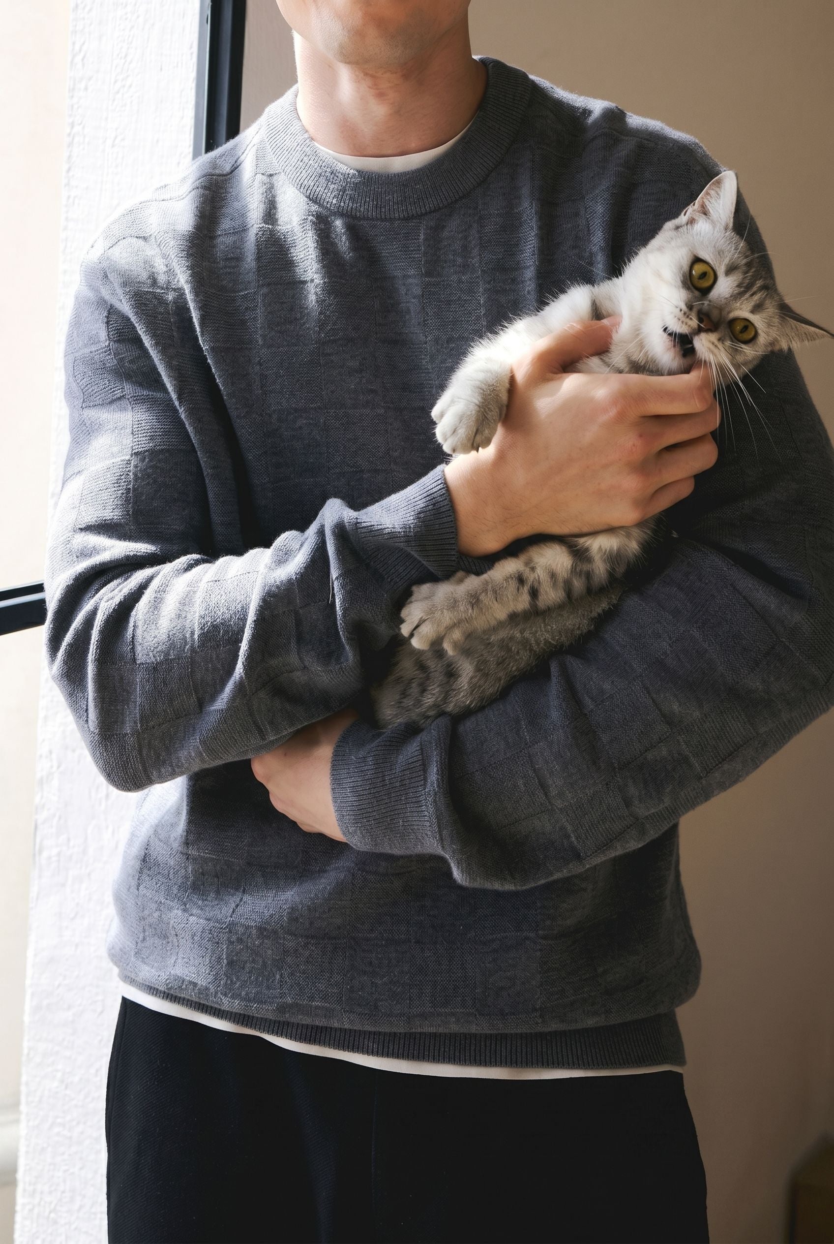 Jacquard Grid Sweater