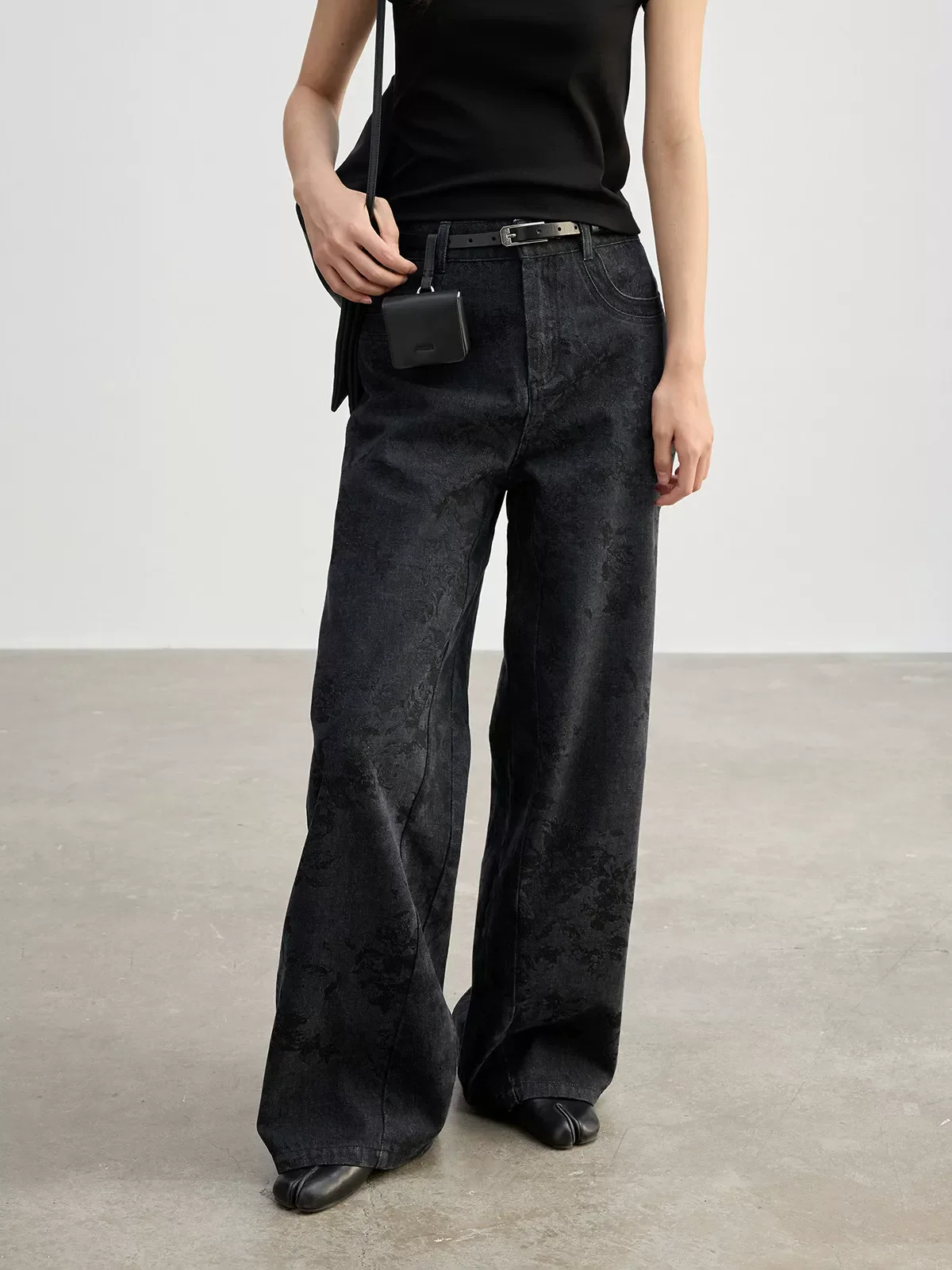 Jacquard Wide-Leg Jeans