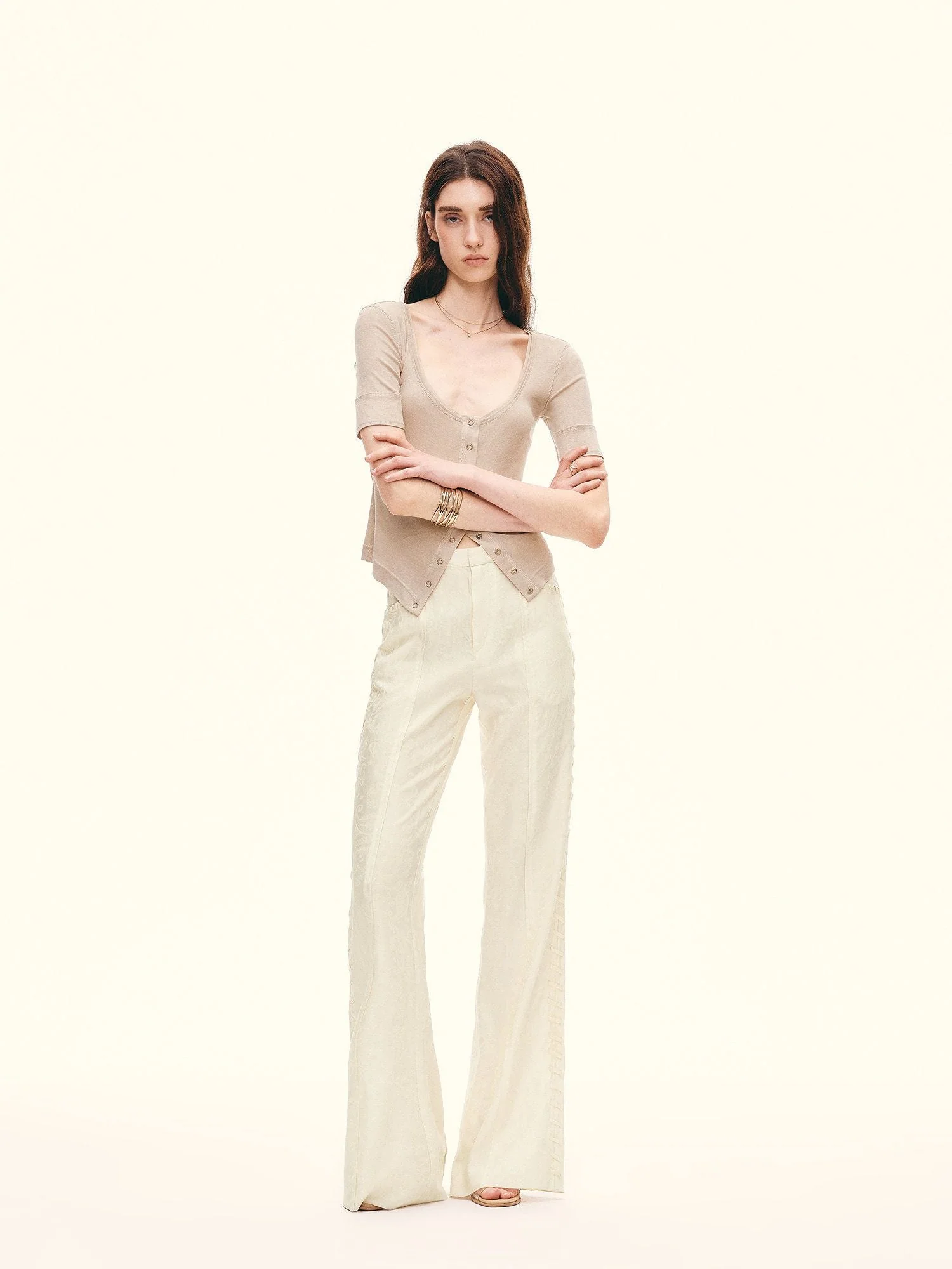 Jacquard Wide-Leg Trousers - Image 3