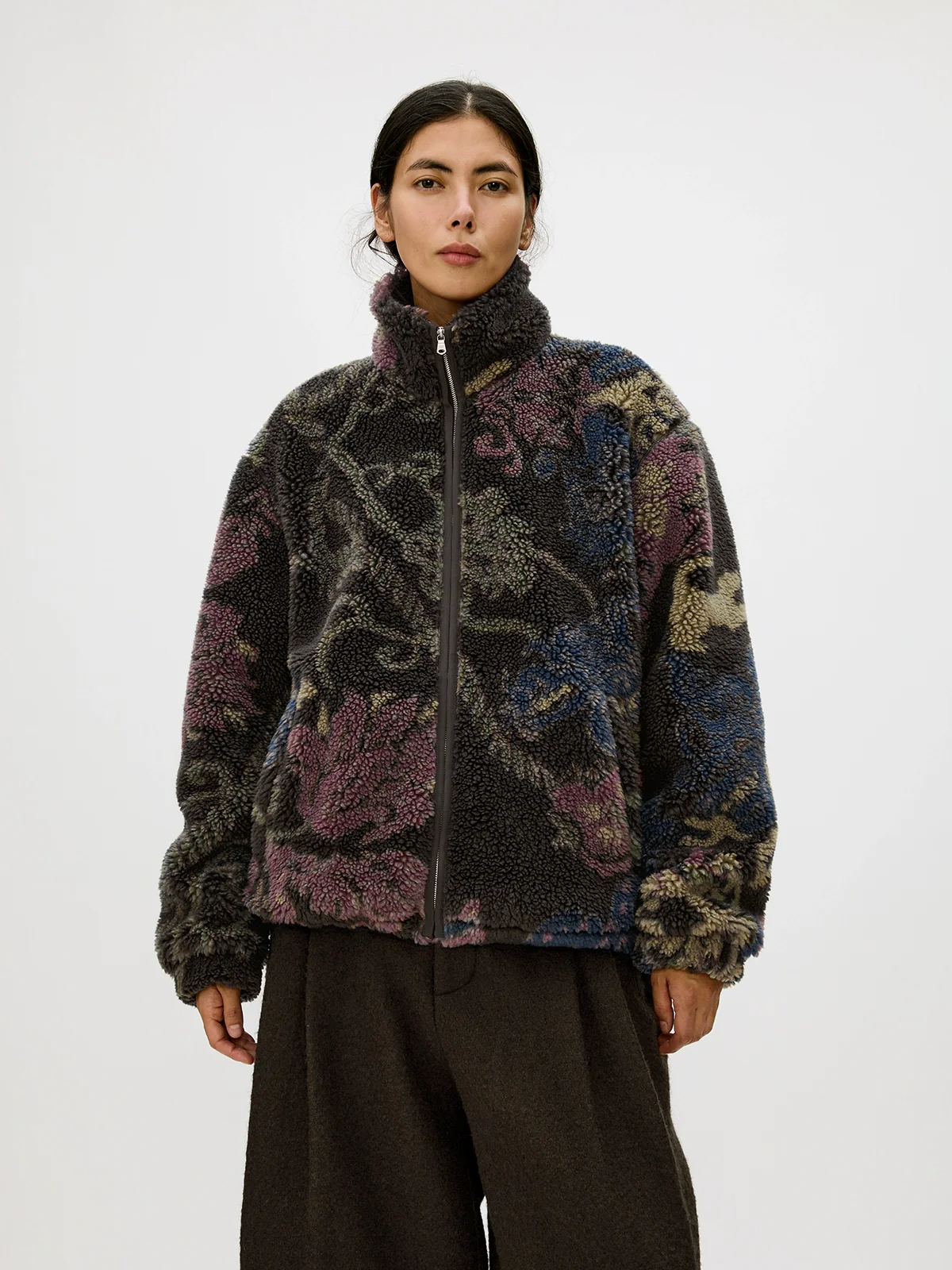 Jacquard Wool-Blend Sherpa Zip Jacket - Image 2
