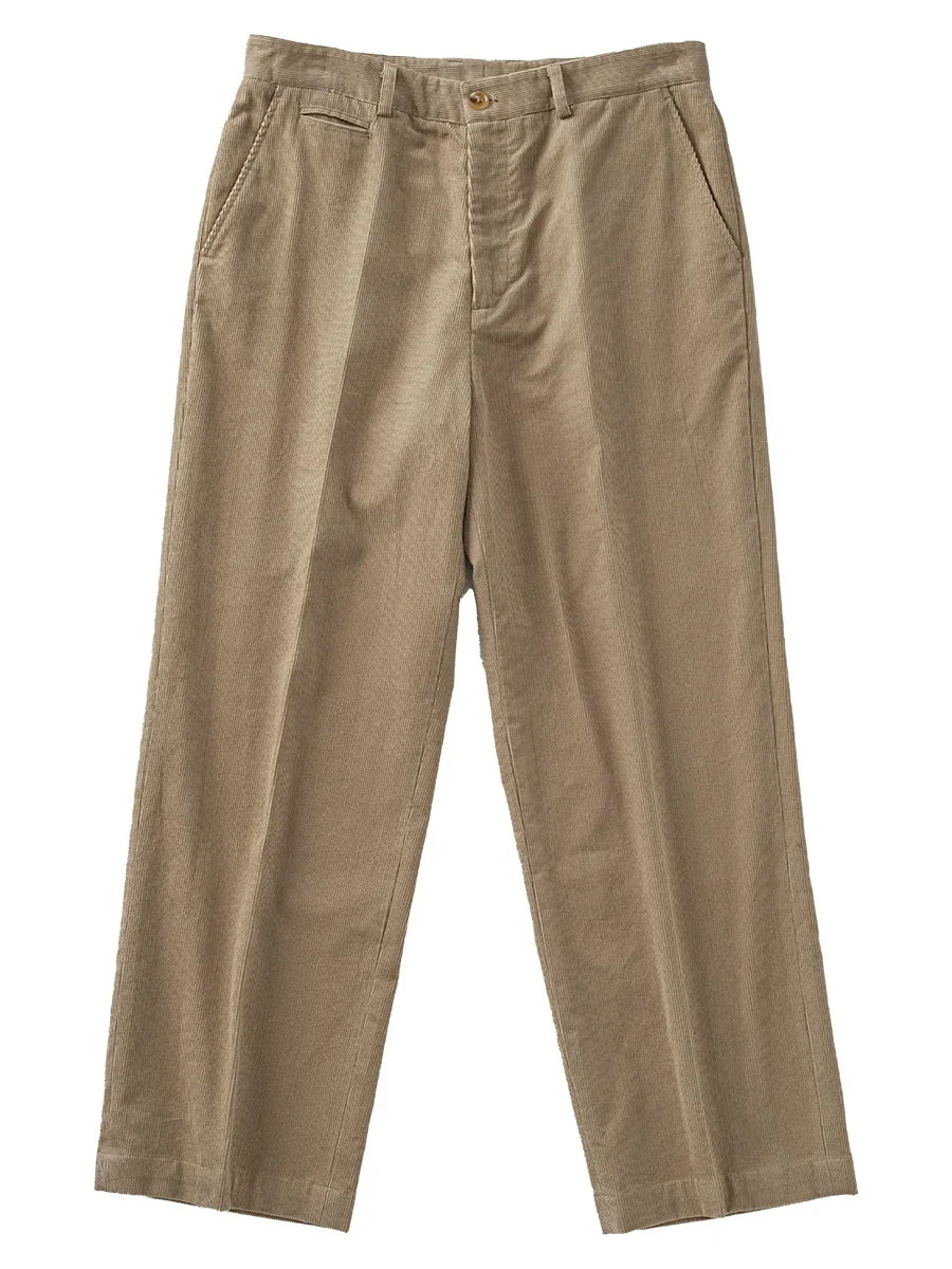 Khaki Corduroy Straight-Leg Trousers - Image 7