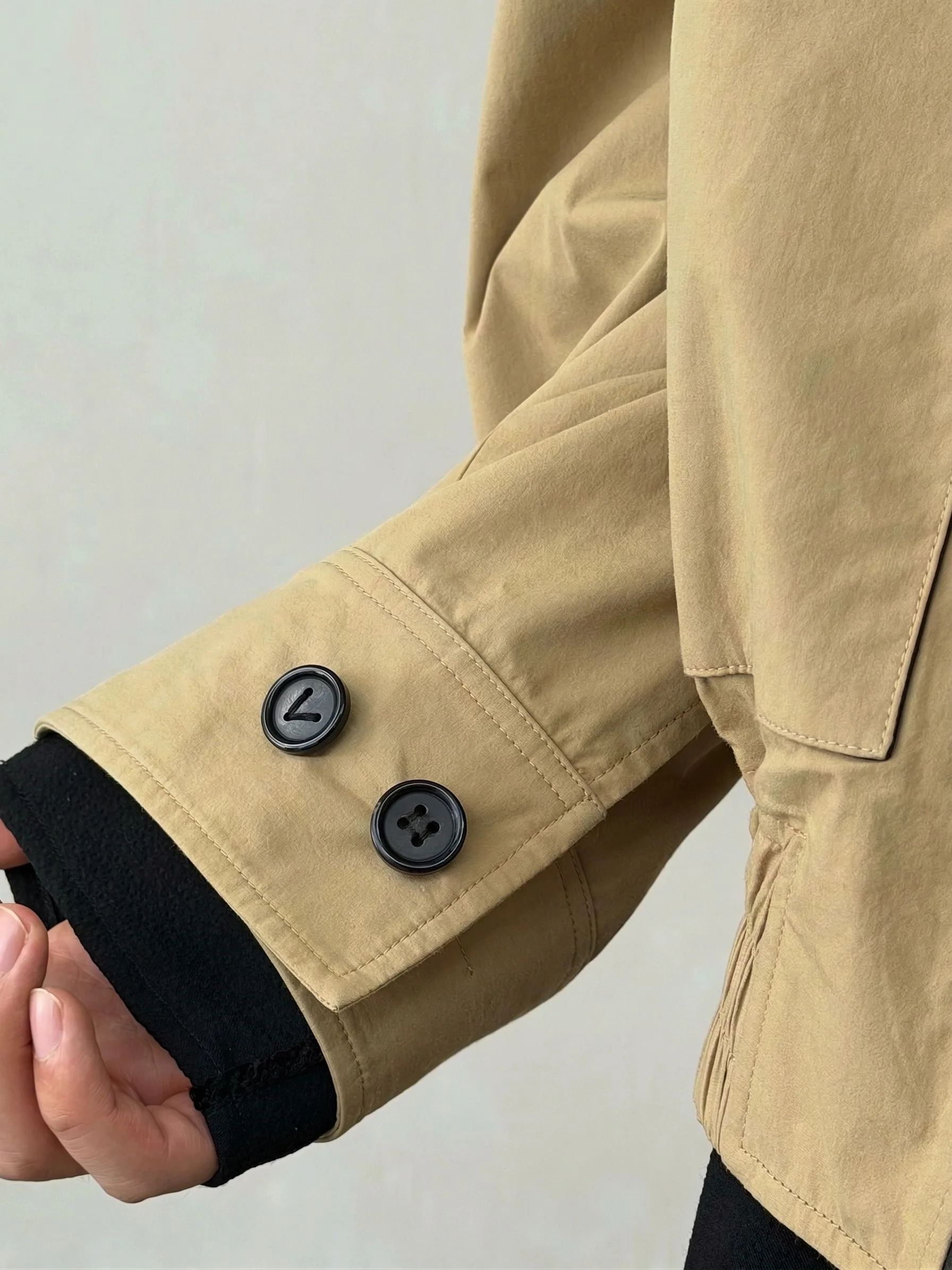 Khaki Leather-Trim Bomber - Image 5