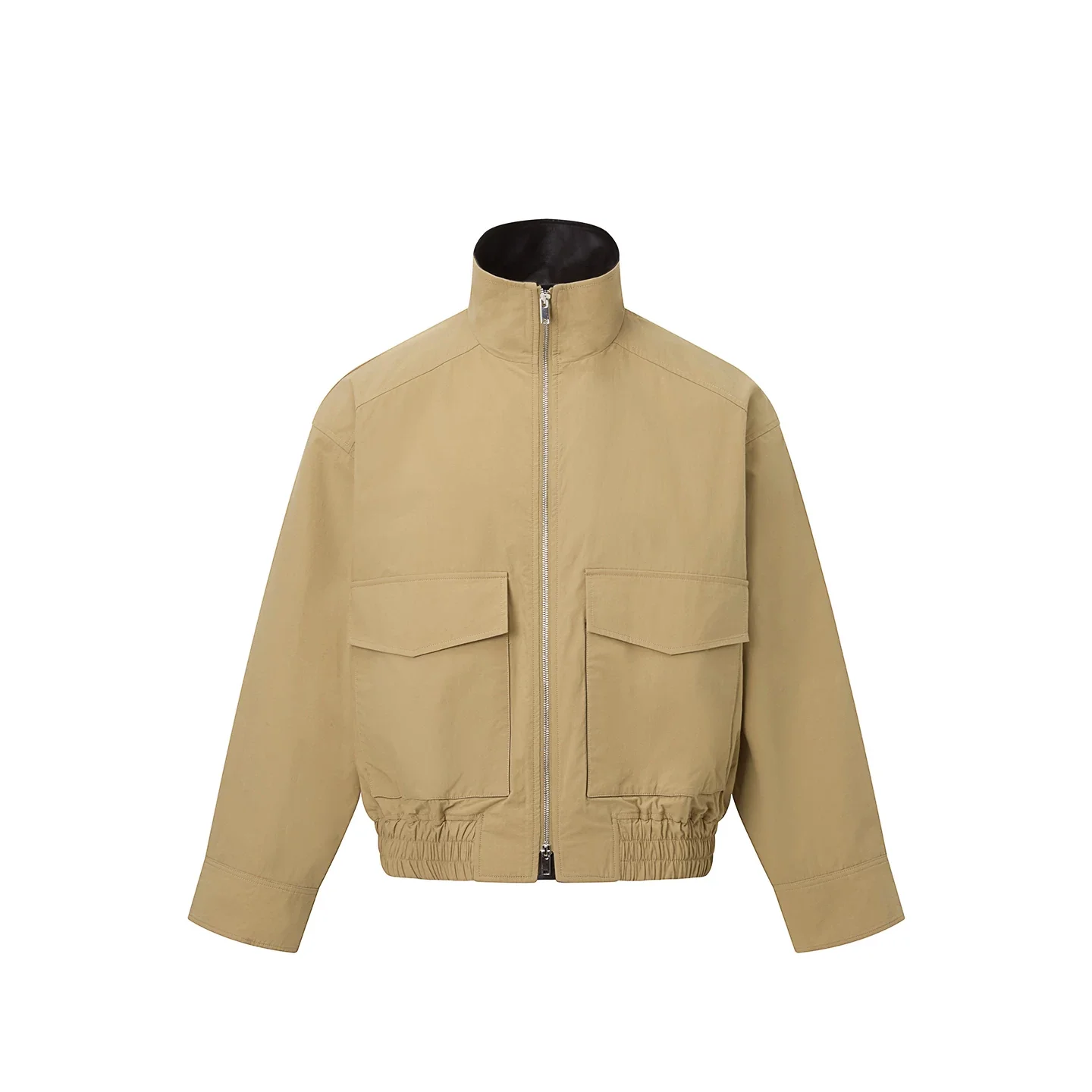 Khaki Leather-Trim Bomber - Image 6