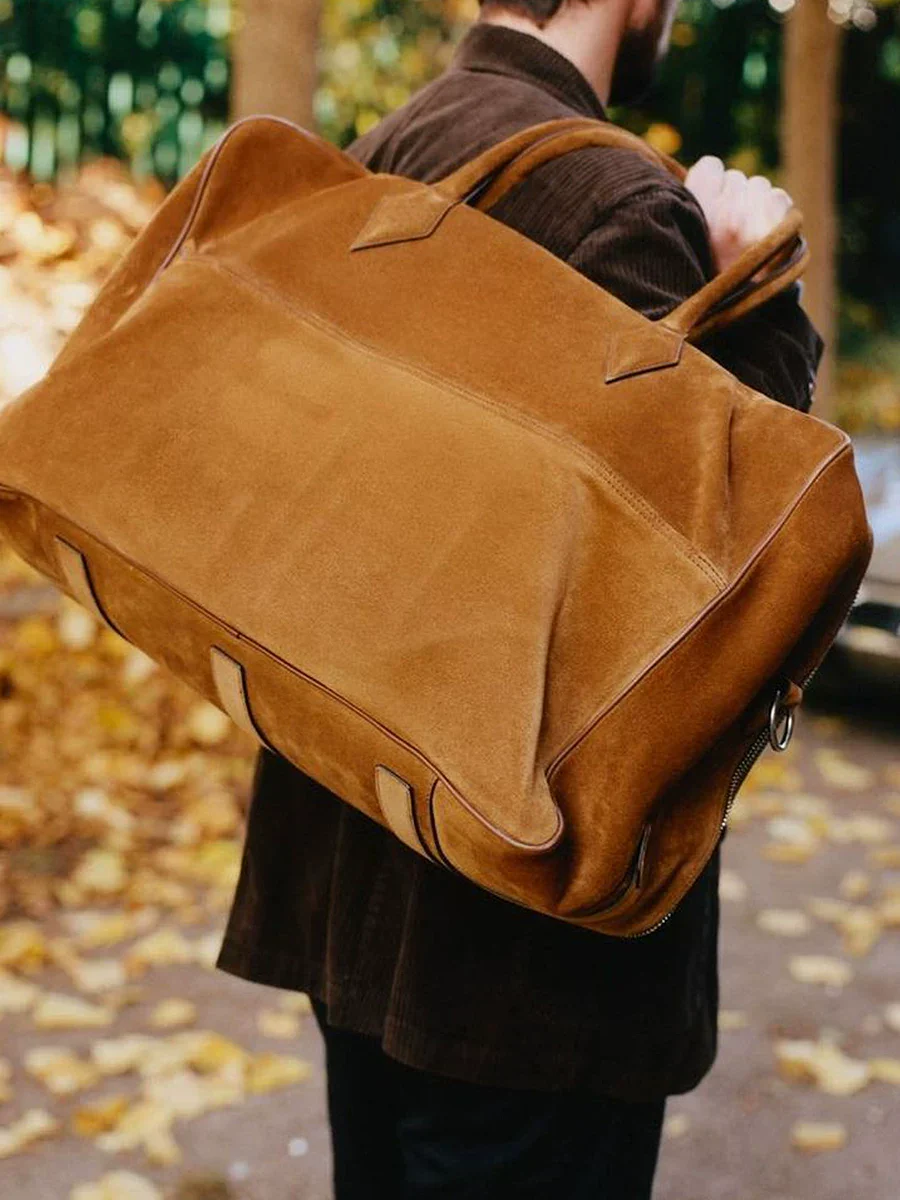 Khaki Top-Grain Leather Weekender