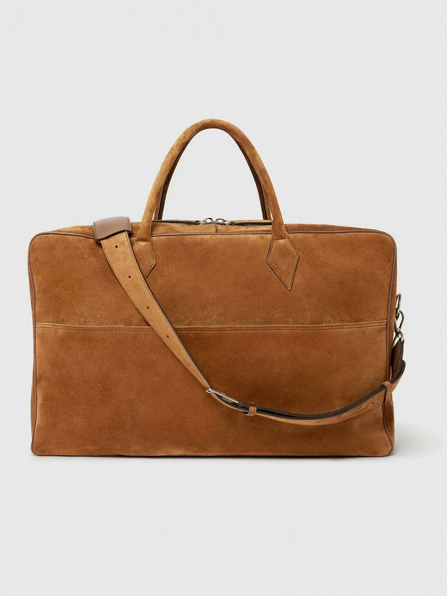 Khaki Top-Grain Leather Weekender - Image 3