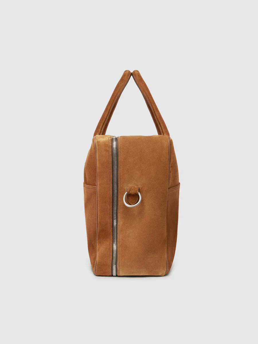 Khaki Top-Grain Leather Weekender - Image 4