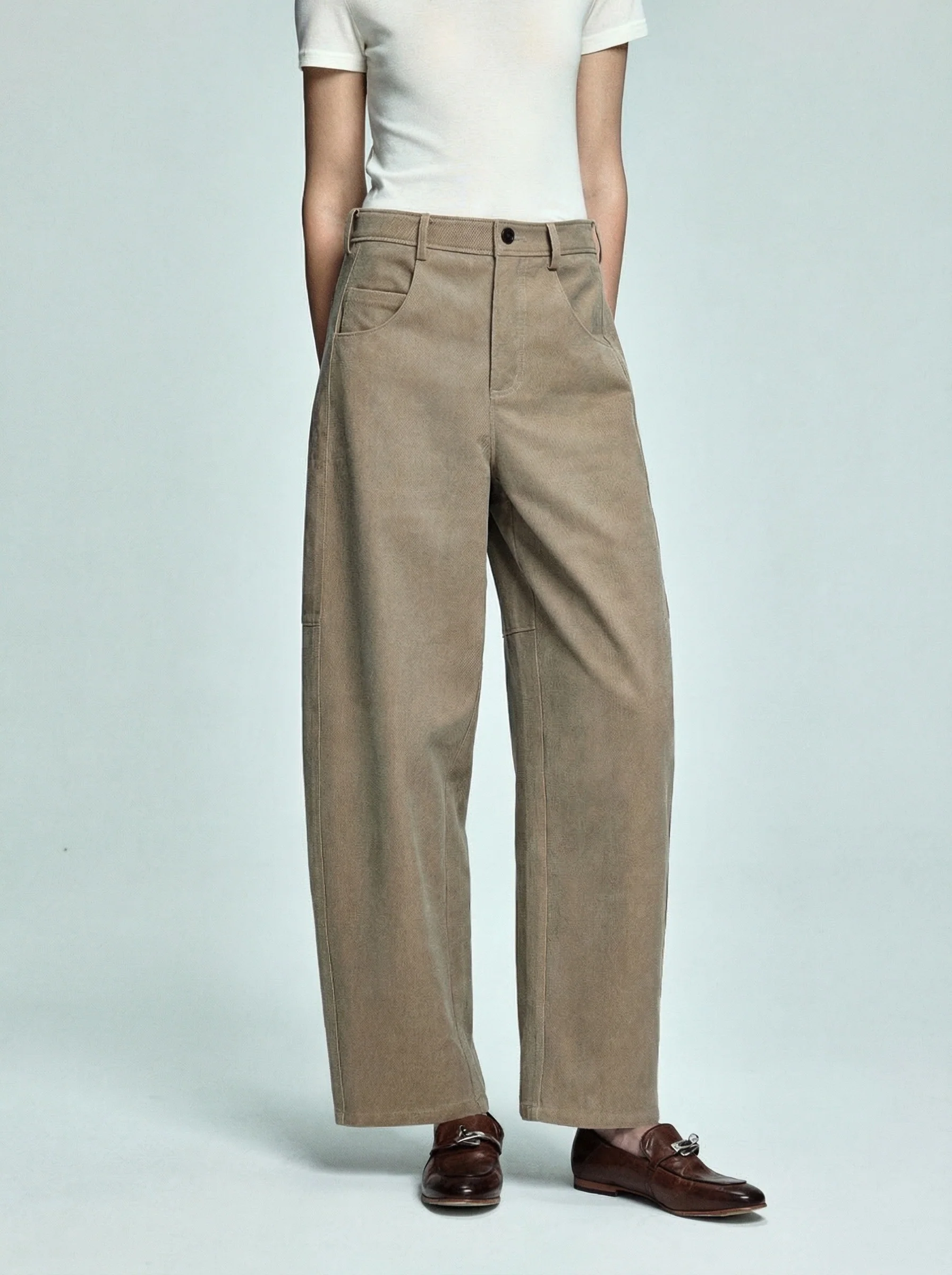 Khaki Wide-Leg Pants