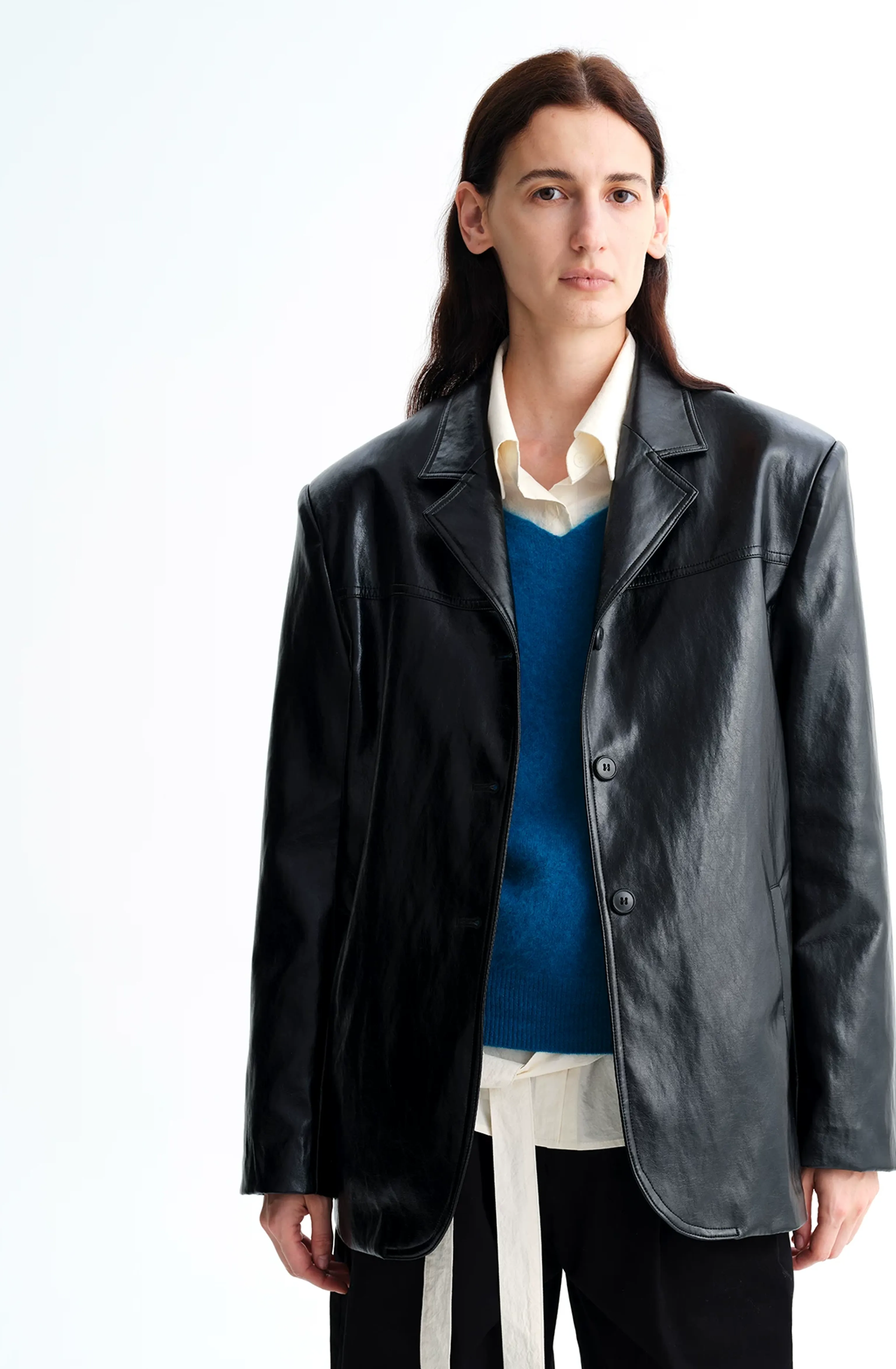 Klein Blue V‑Neck Cashmere‑Blend Sweater - Image 2
