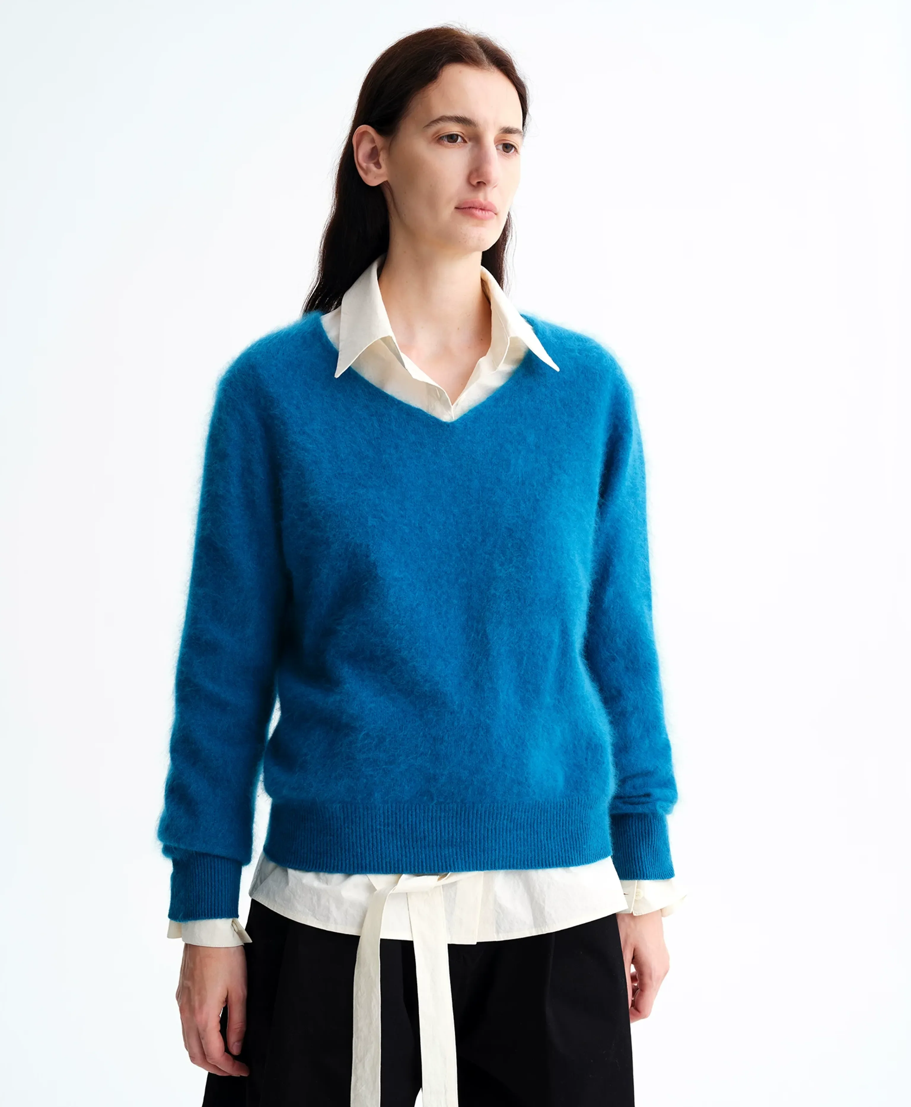 Klein Blue V‑Neck Cashmere‑Blend Sweater - Image 3