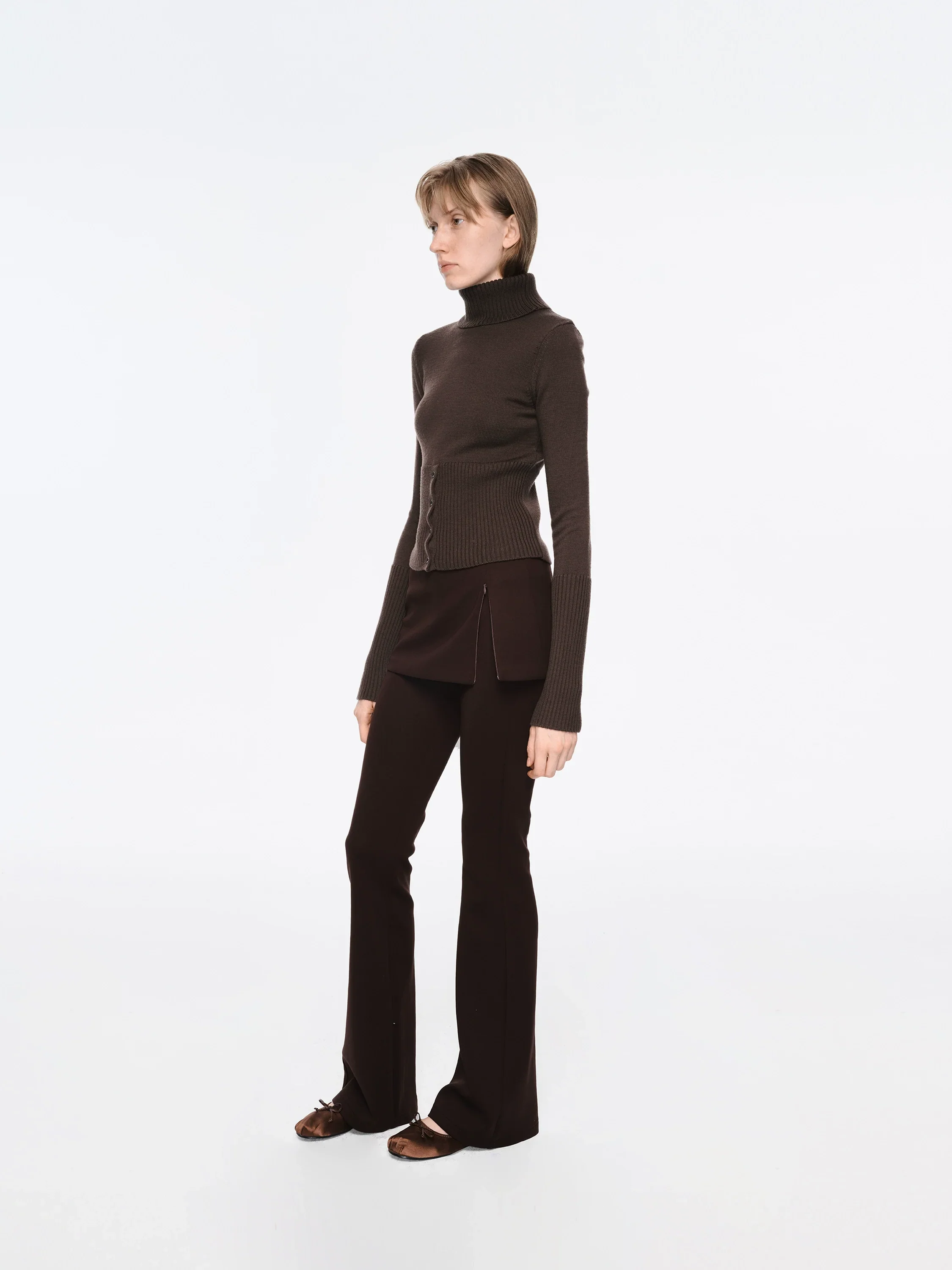 Knit Flared Pant-Skirt Set - Image 2