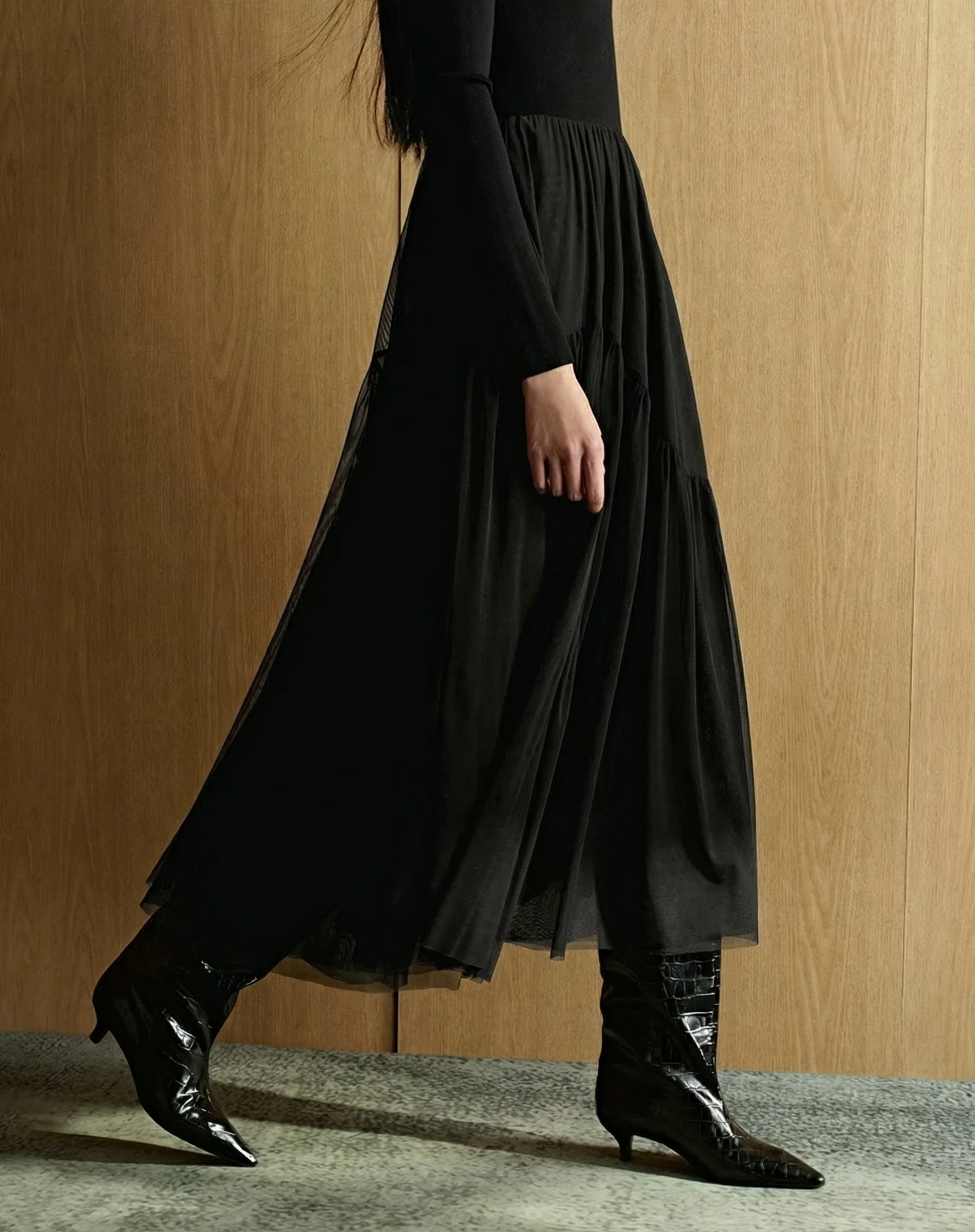Knit Tulle Midi Dress - Image 4