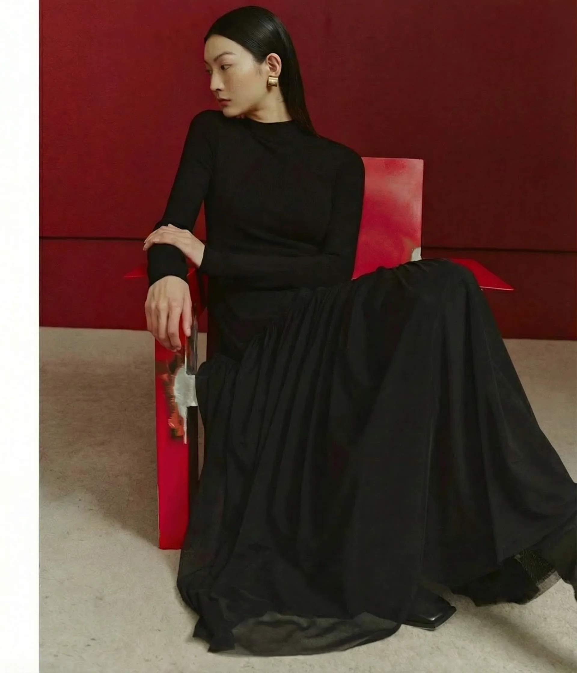 Knit Tulle Midi Dress - Image 5