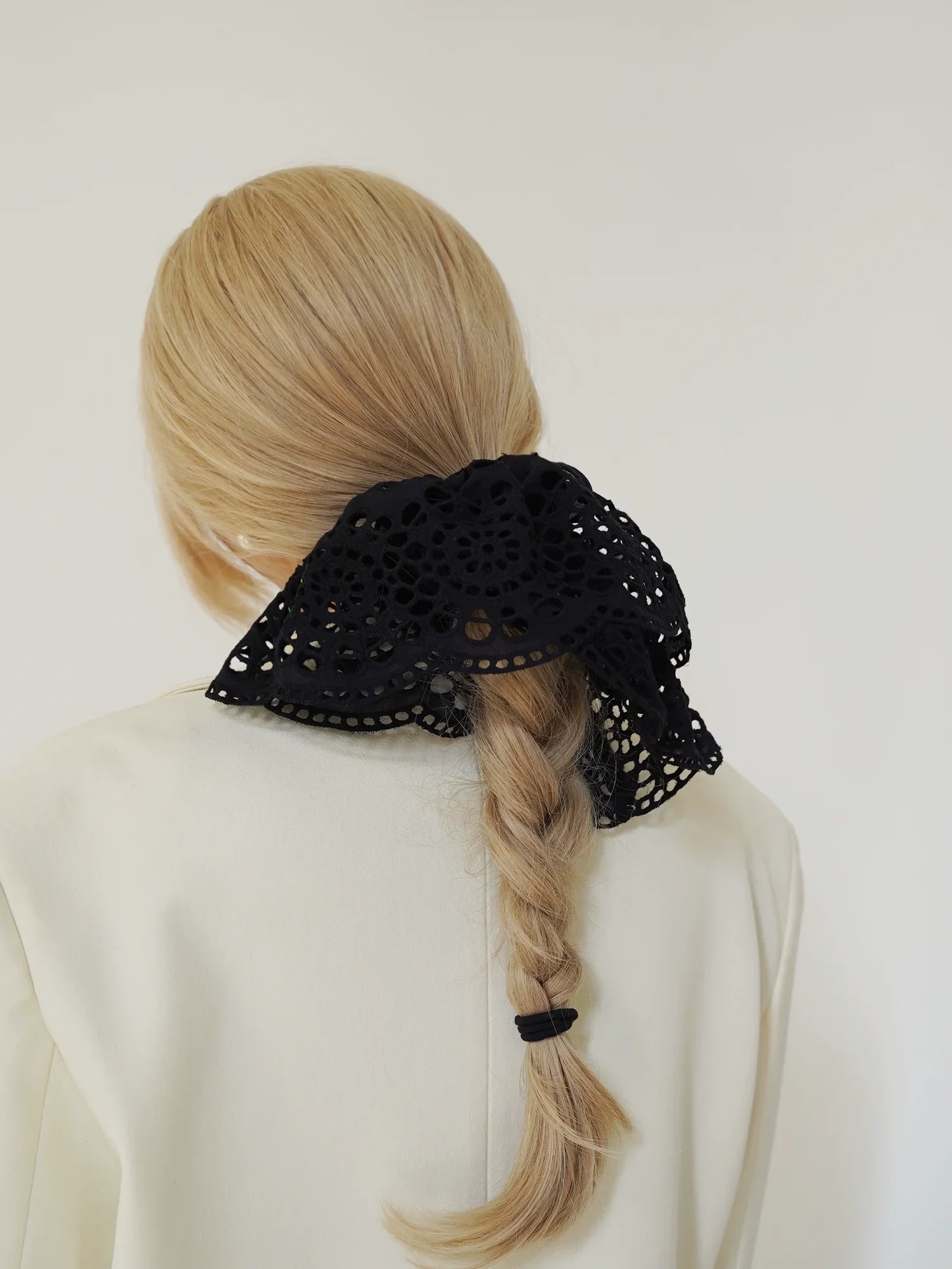 Lace Embroidered Hair Scrunchie - Image 2