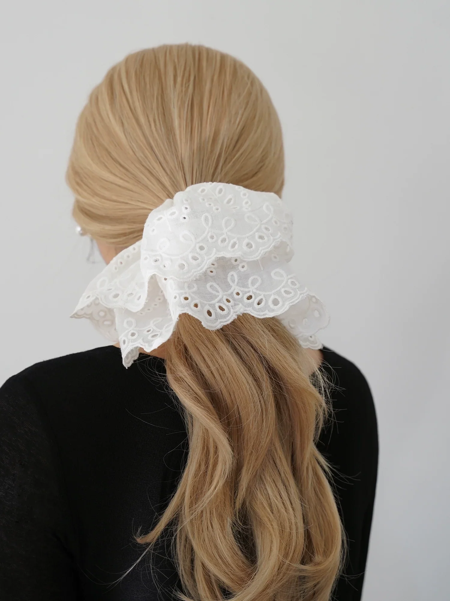 Lace Embroidered Hair Scrunchie - Image 3