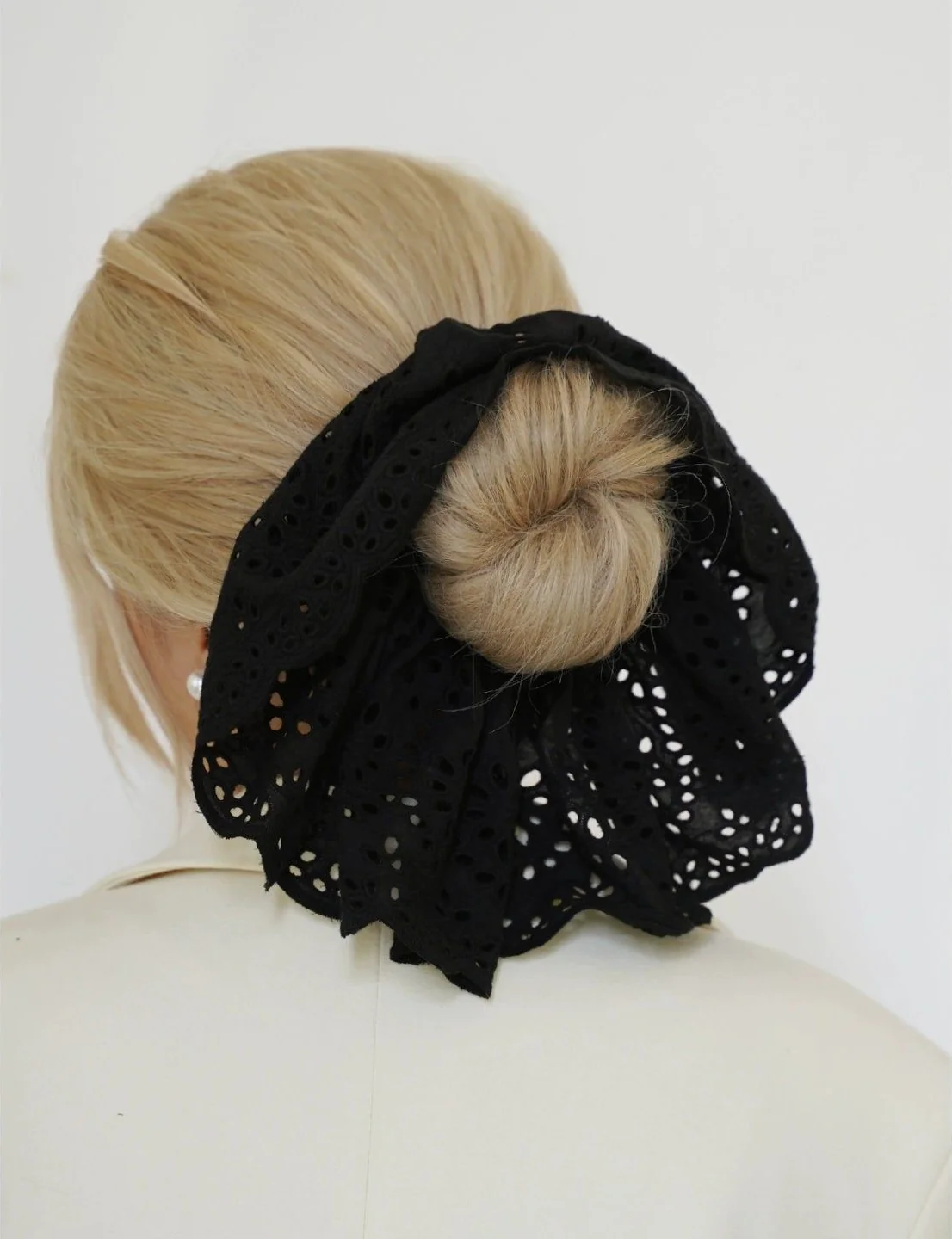 Lace Embroidered Hair Scrunchie - Image 7