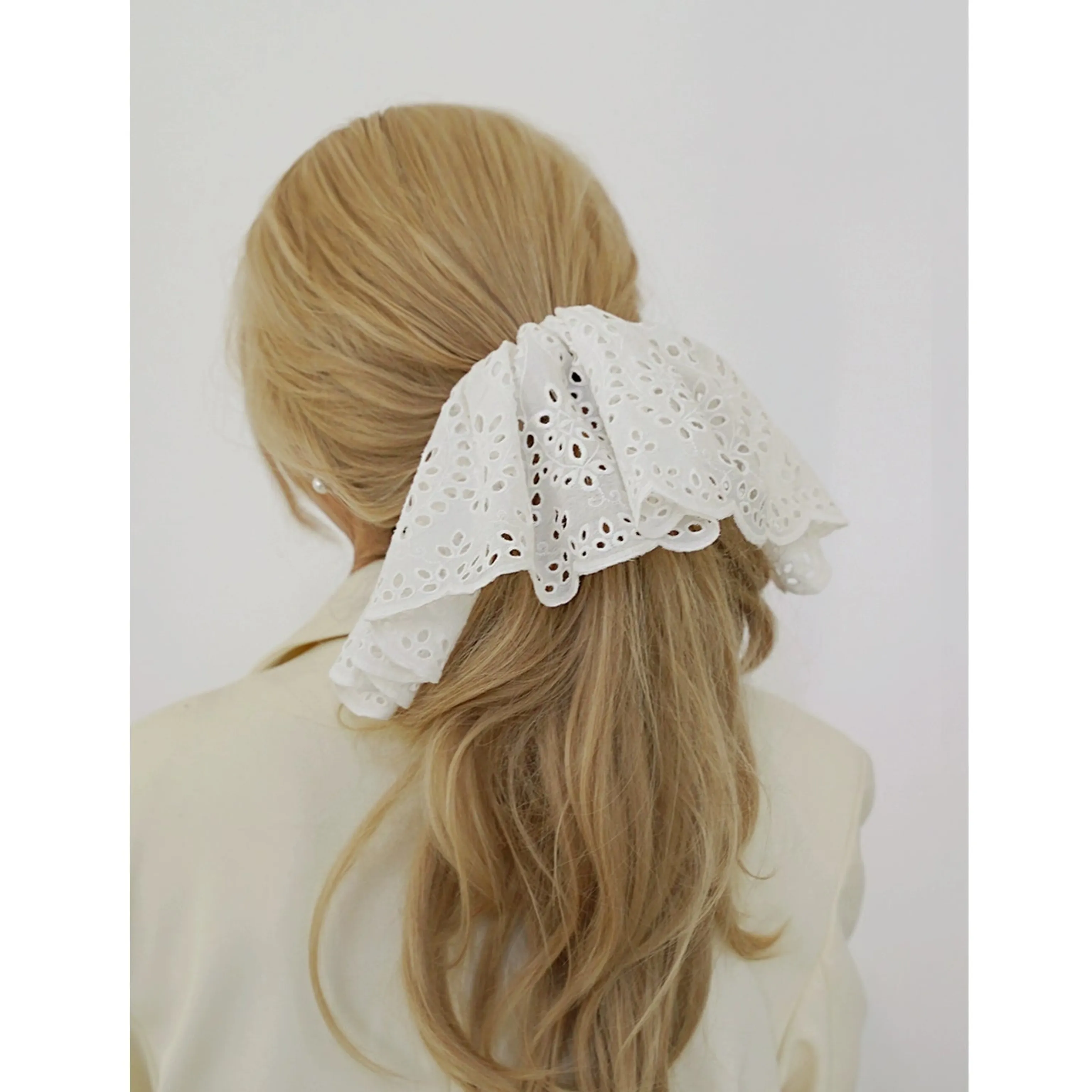 Lace Embroidered Hair Scrunchie - Image 8