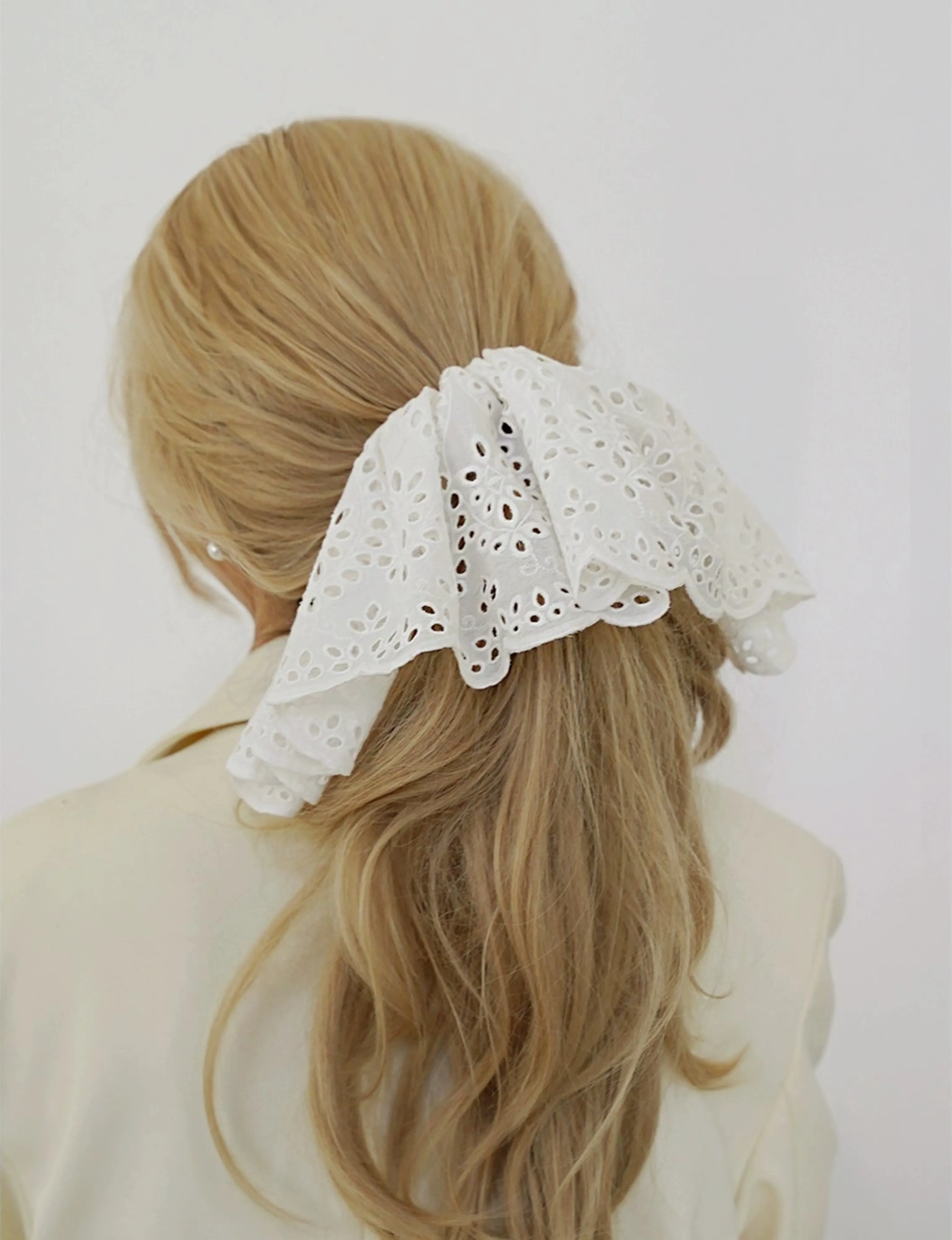Lace Embroidered Hair Scrunchie - Image 9