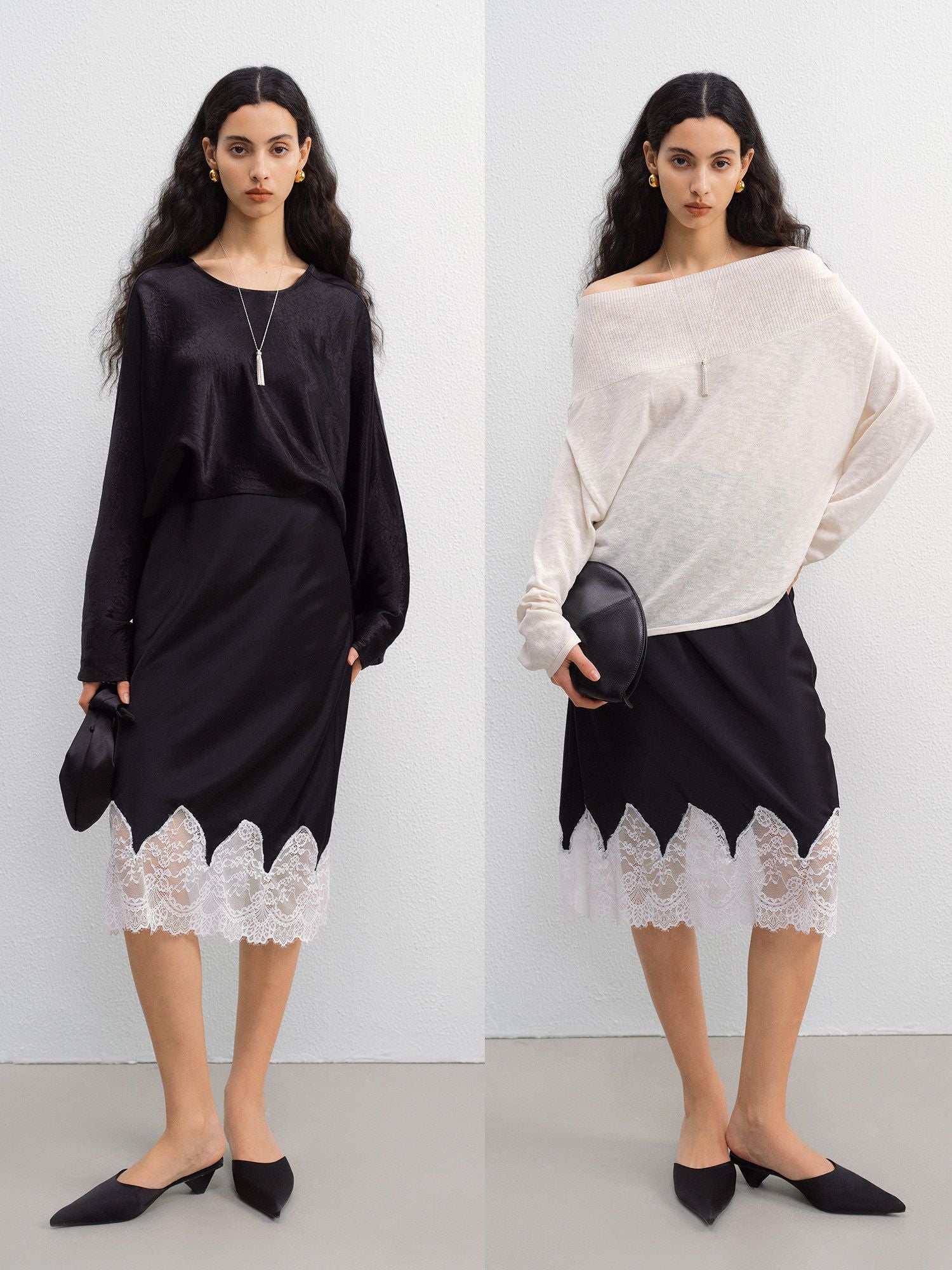 Lace Hem Midi Skirt - Image 2