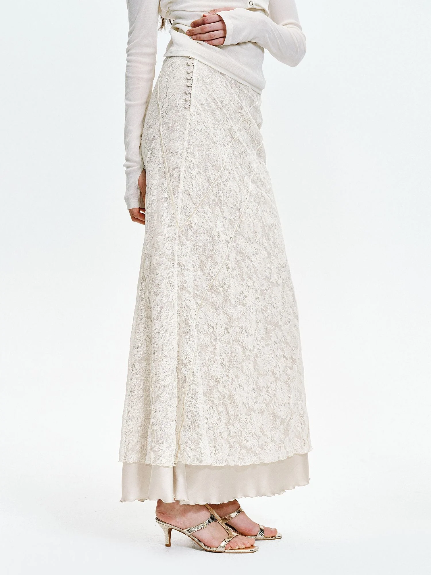 Lace Overlay Maxi Skirt