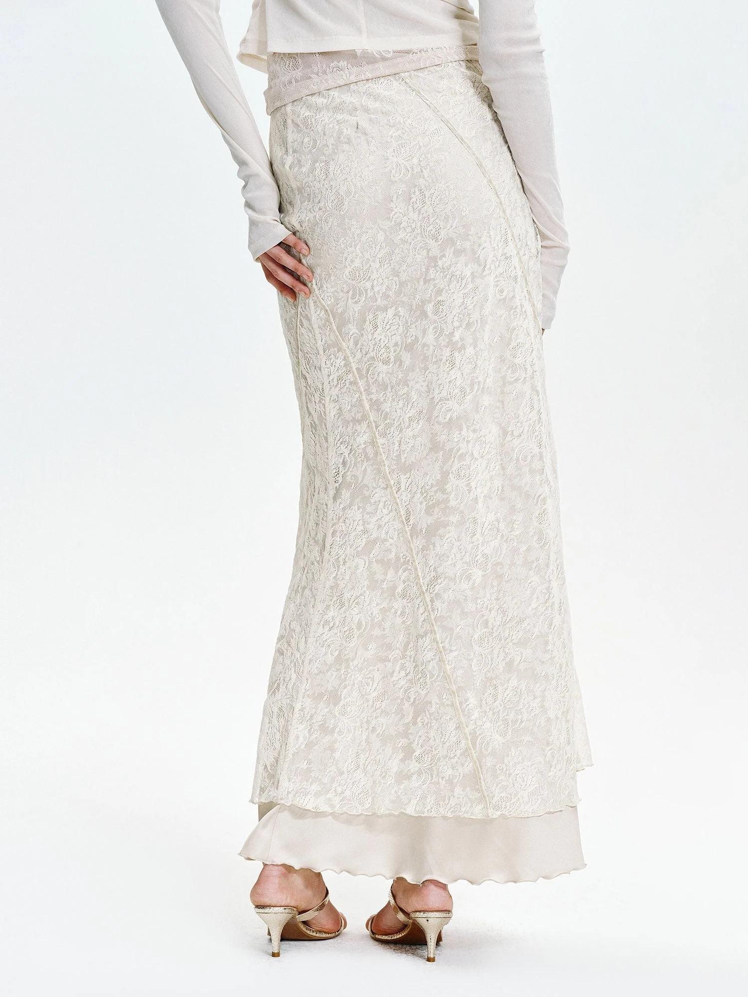 Lace Overlay Maxi Skirt - Image 3