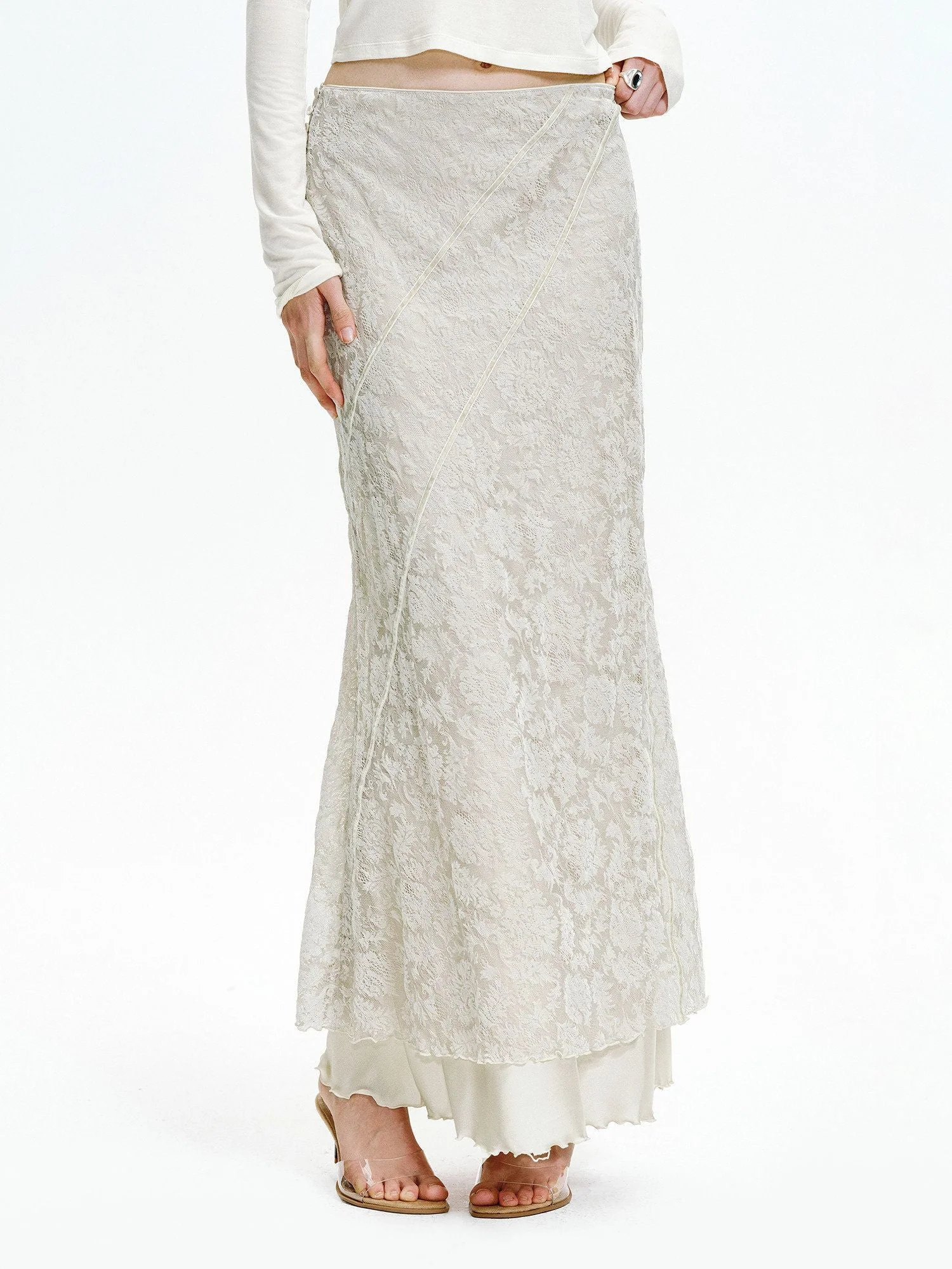 Lace Overlay Maxi Skirt - Image 4