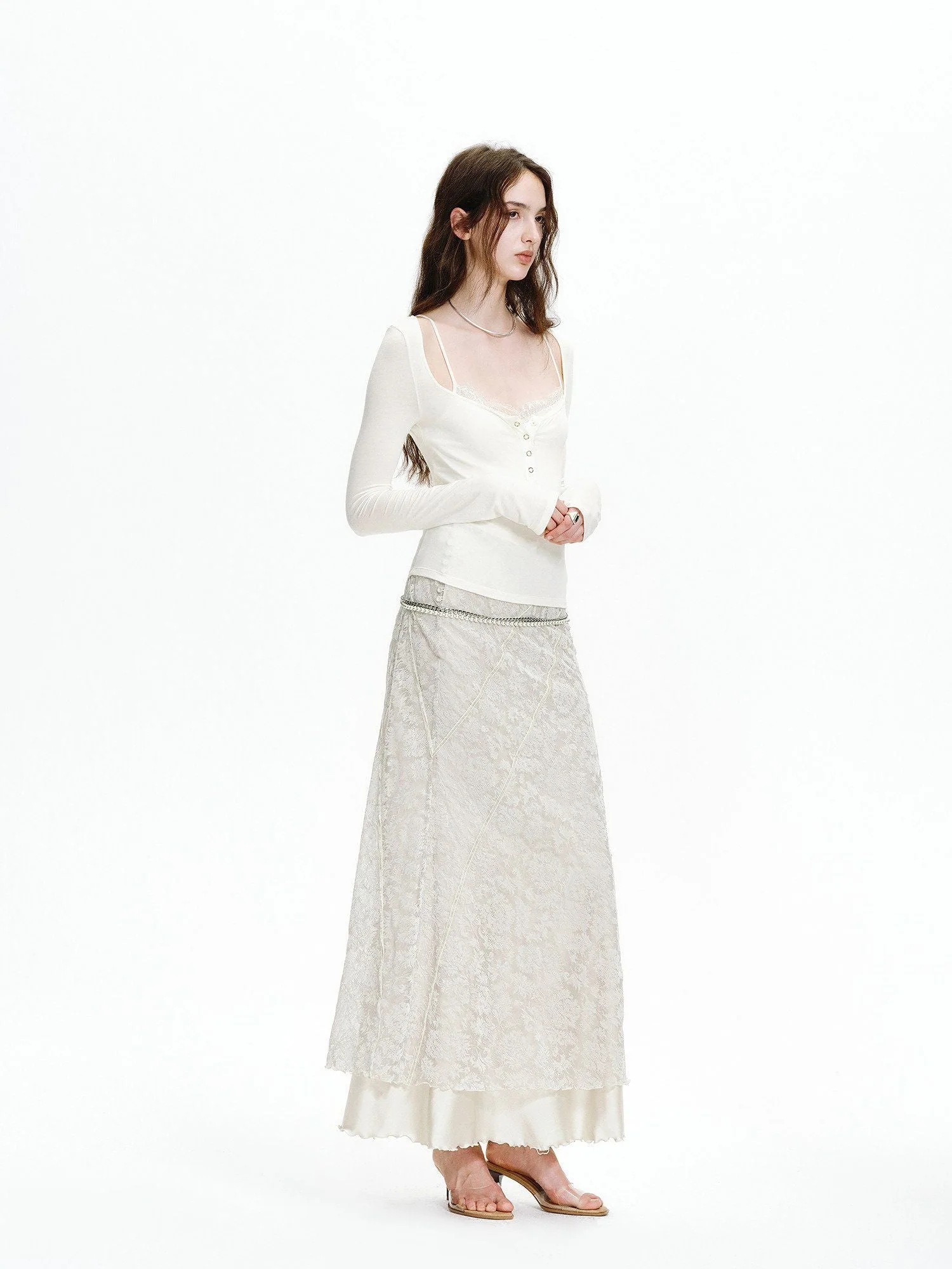 Lace Overlay Maxi Skirt - Image 5