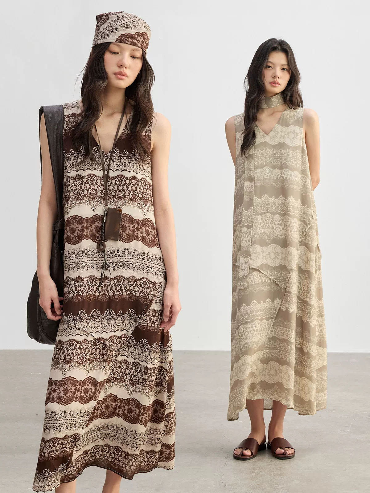 Lace Stripe Maxi Dress
