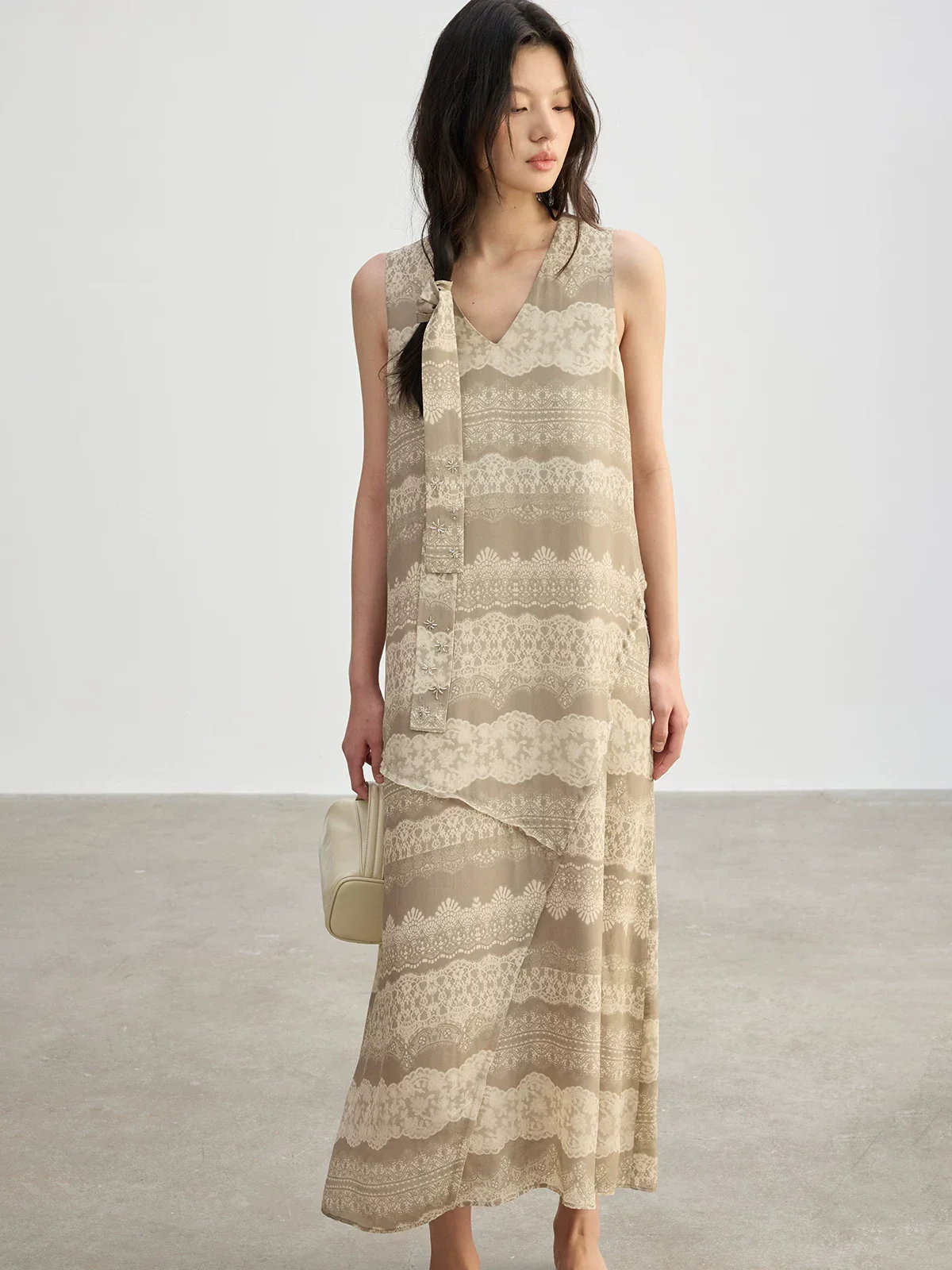 Lace Stripe Maxi Dress - Image 3