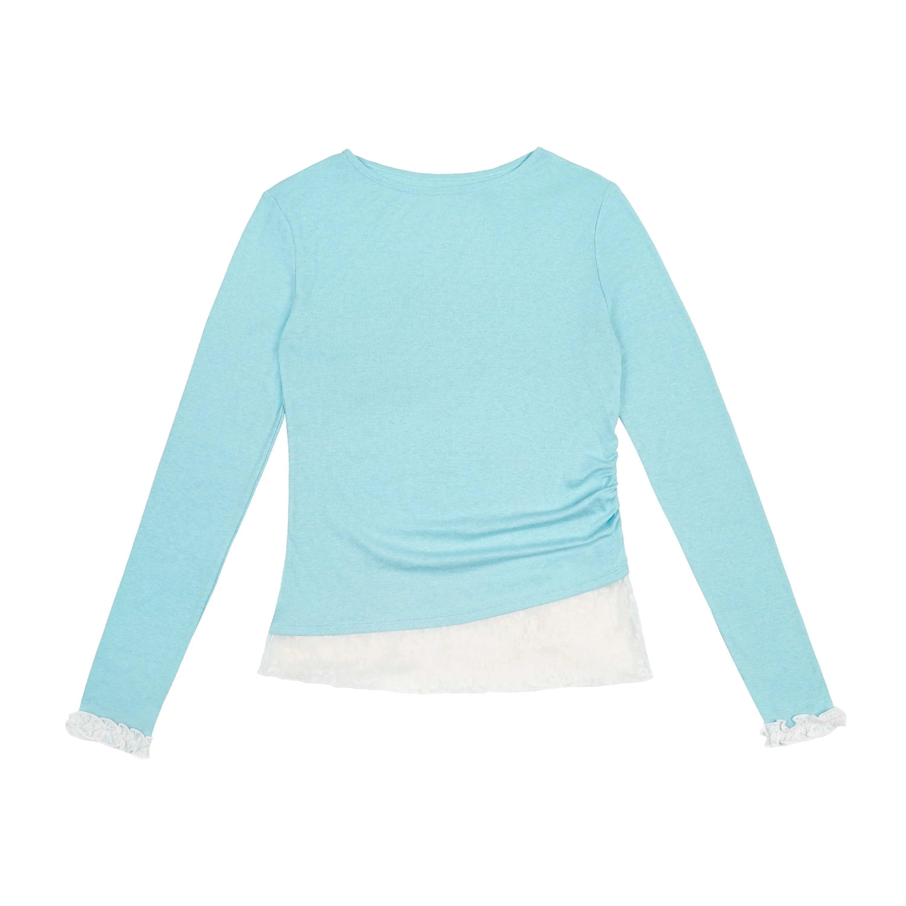 Lace-Trim Ruched Knit Top - Image 7