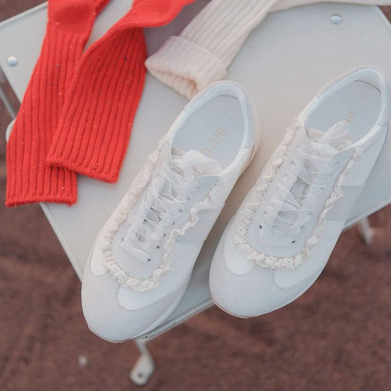 Lace Trim Sneakers - Image 3