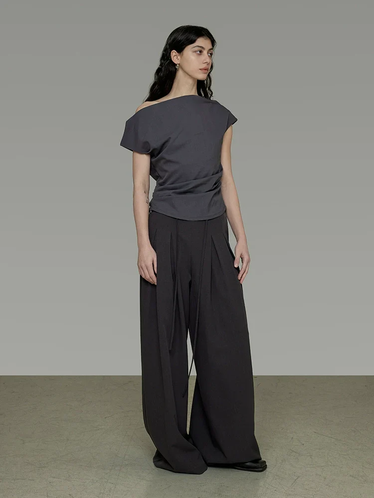 Lace-Up Pleated Wide-Leg Pants - Image 3