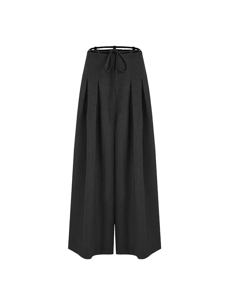 Lace-Up Pleated Wide-Leg Pants - Image 4