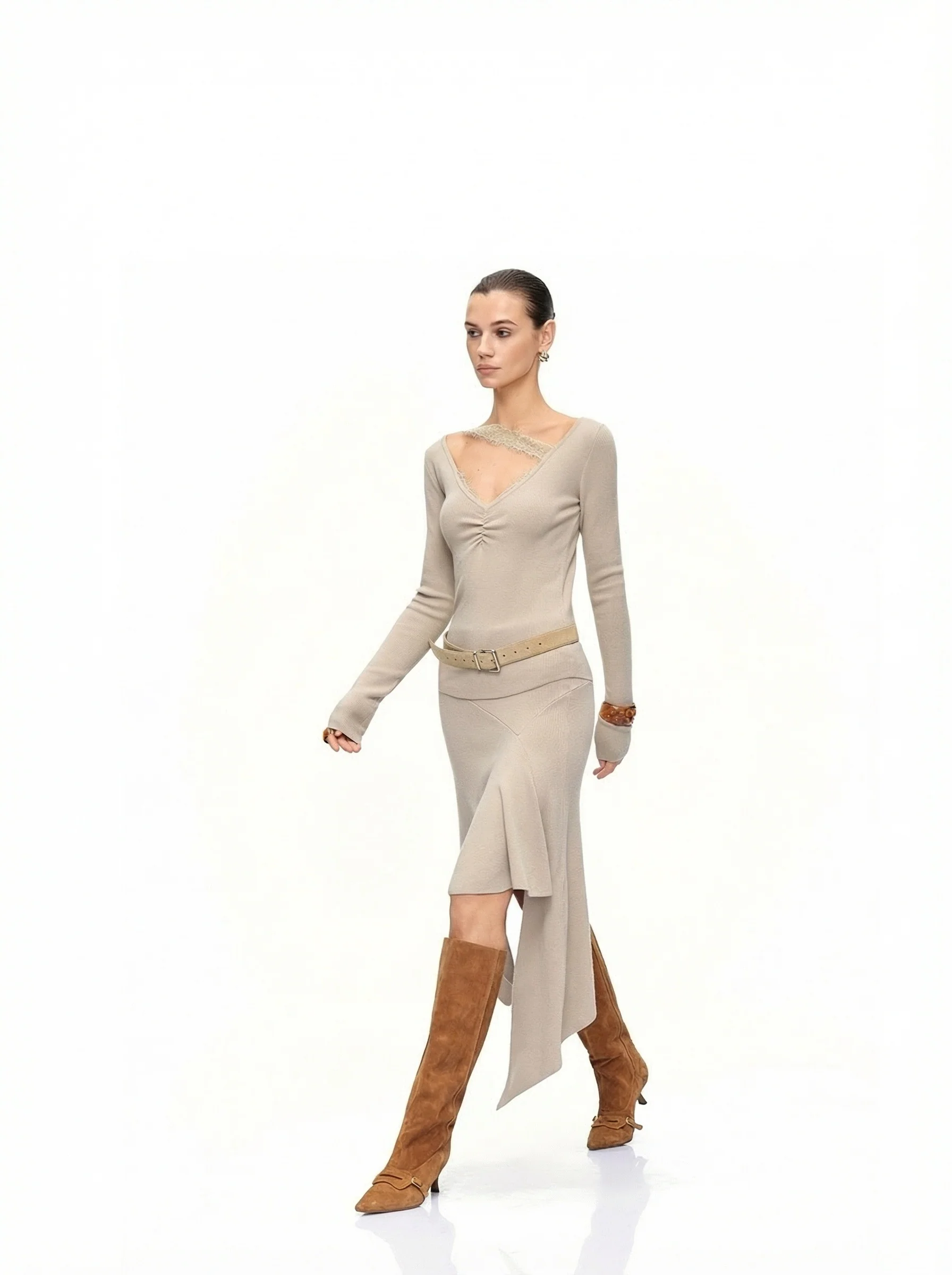 Lace V-Neck Knit Set - Image 7