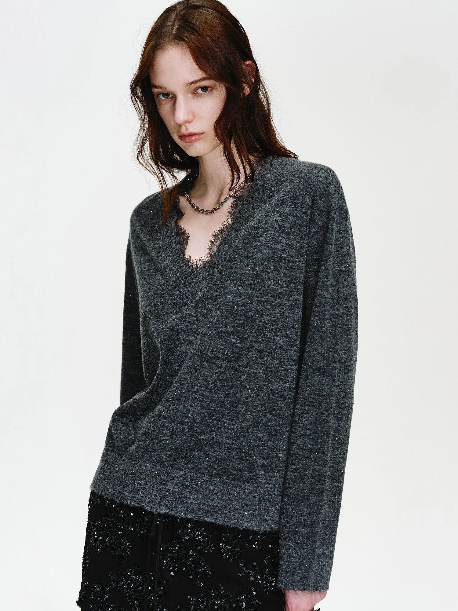 Lace V-Neck Sweater