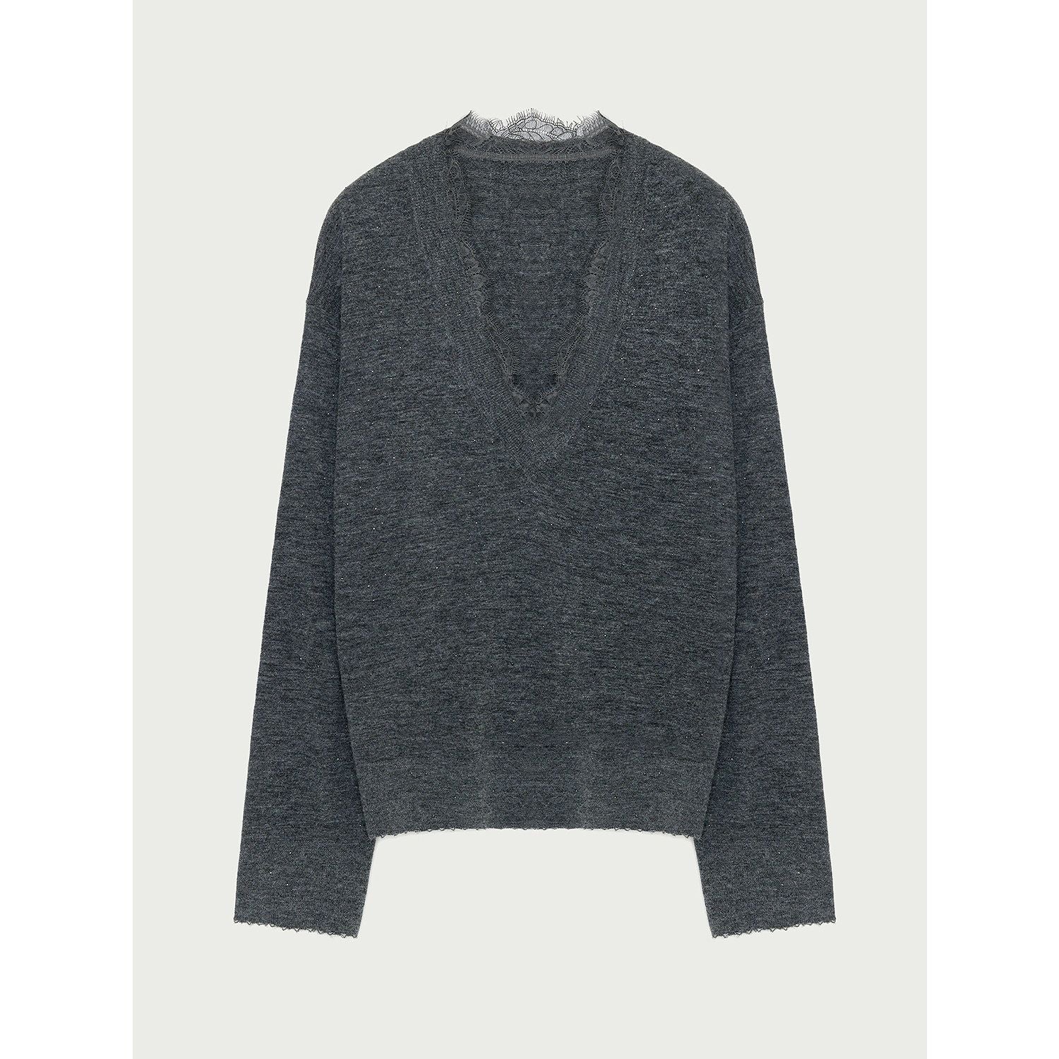 Lace V-Neck Sweater - Image 6