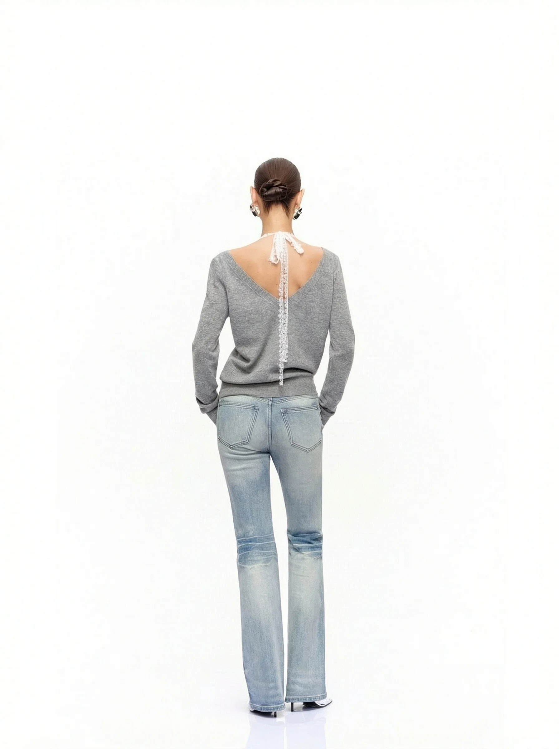 Lace V-Neck Sweater Set - Image 5