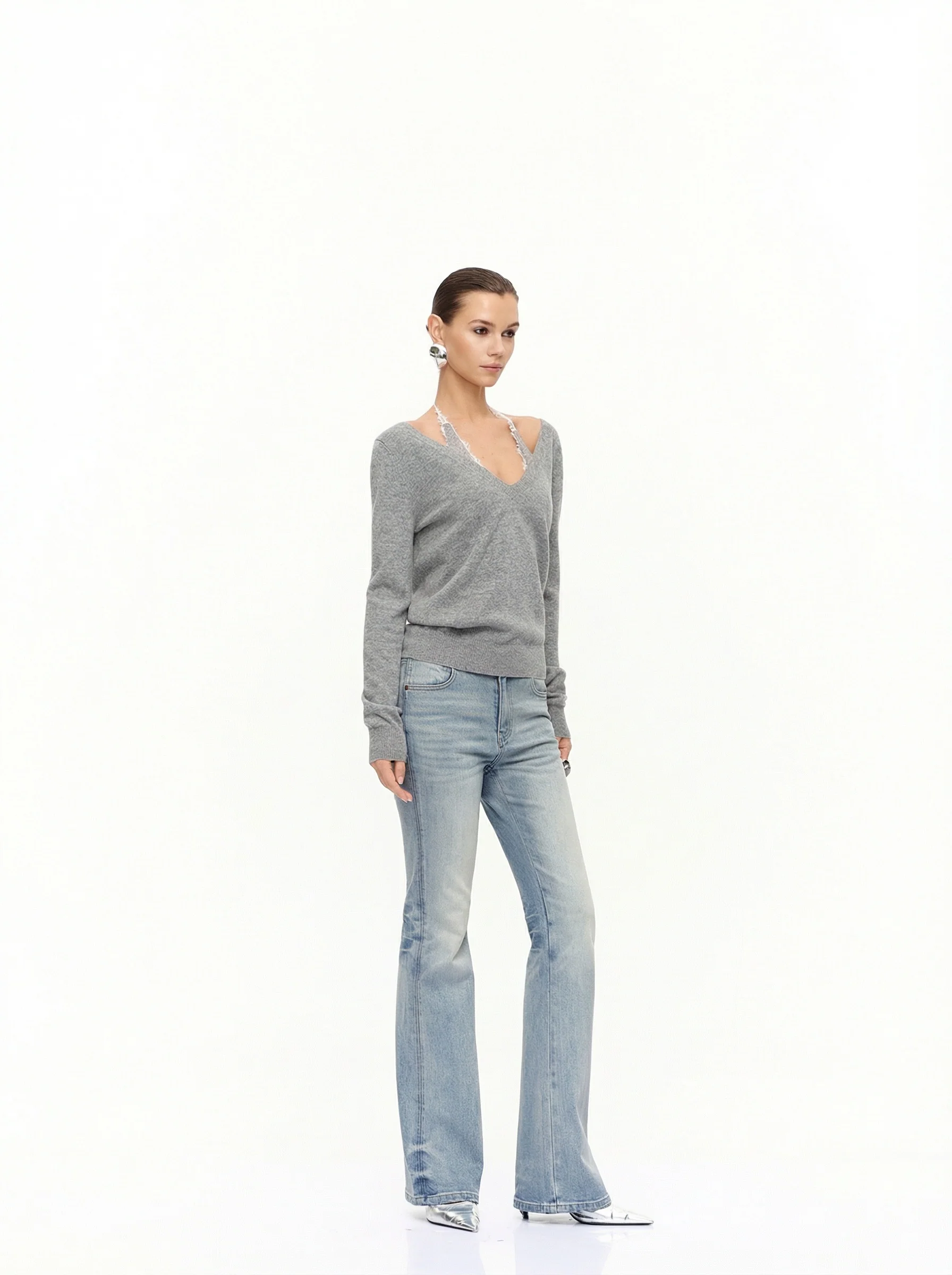 Lace V-Neck Sweater Set - Image 6