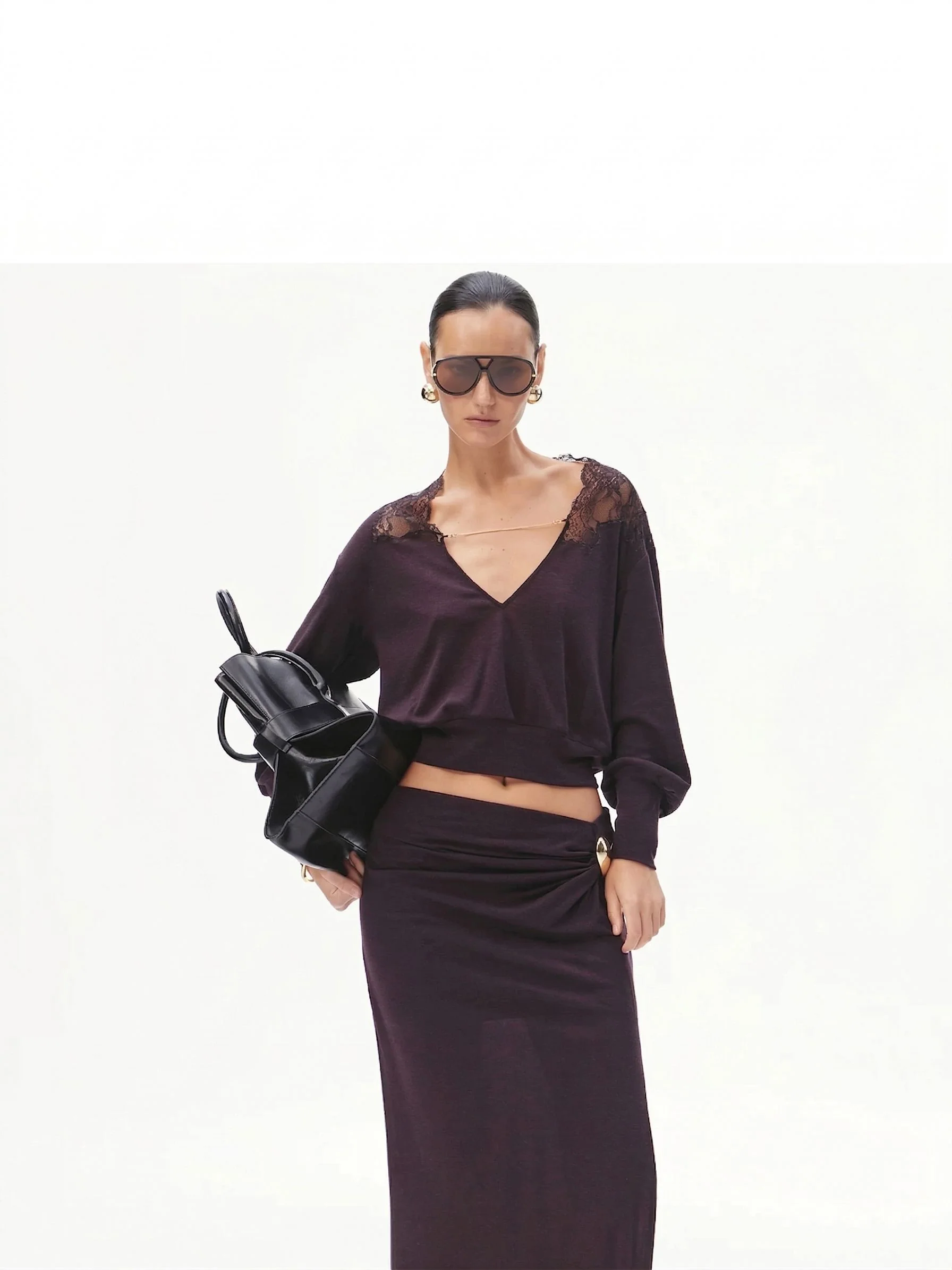 Lace Yoke Knit Top