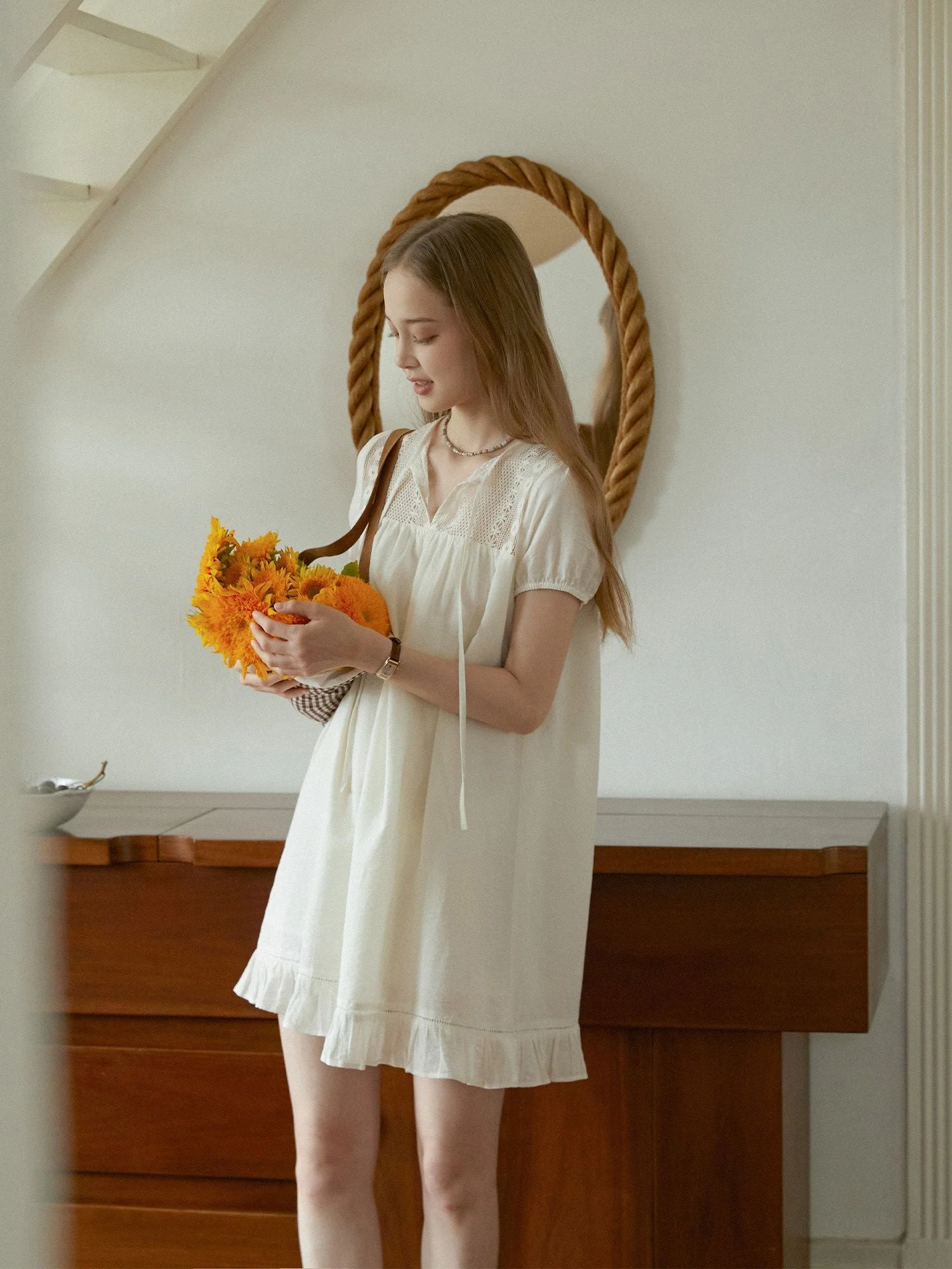Lace Yoke Mini Dress - Image 2