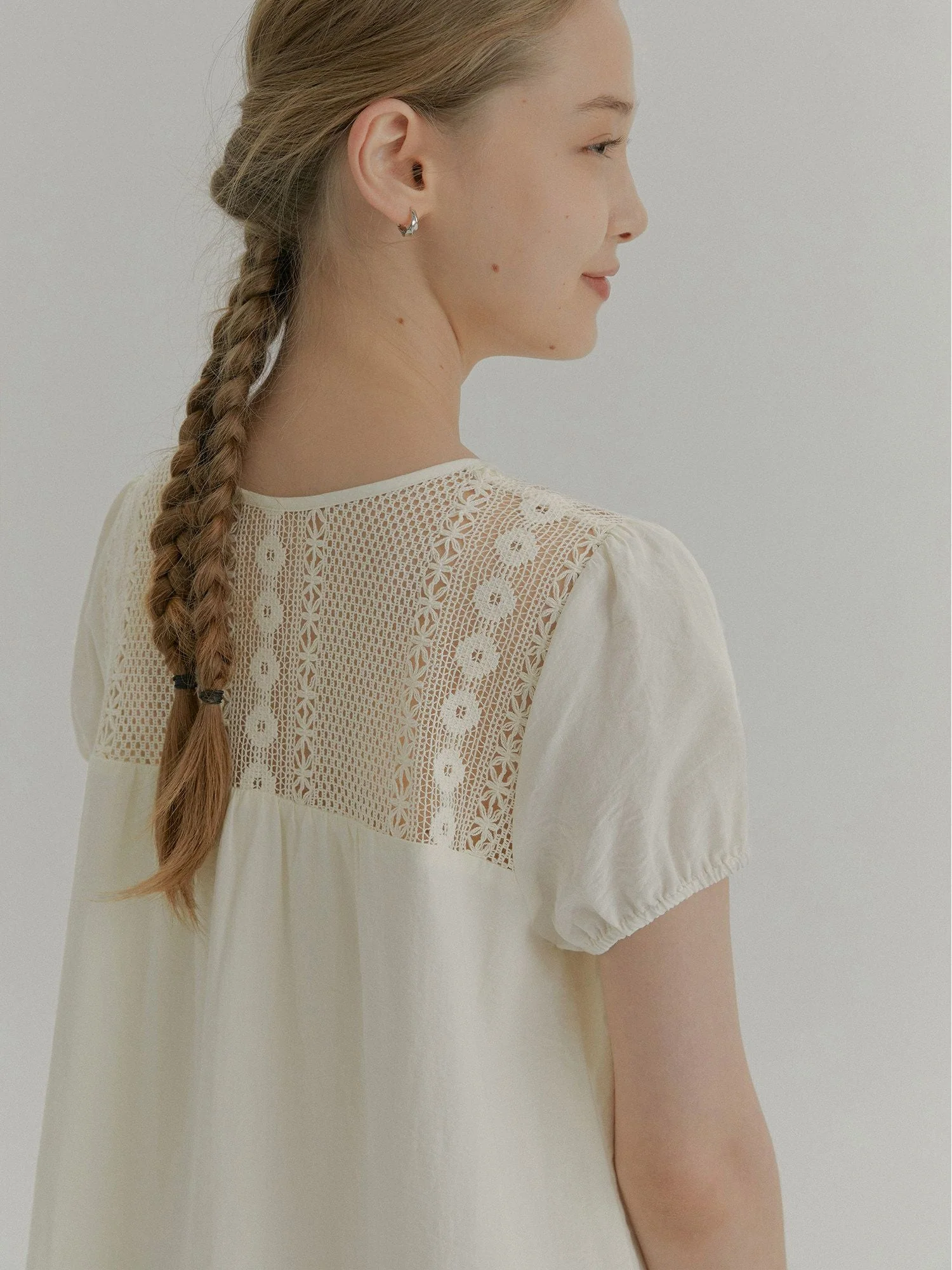 Lace Yoke Mini Dress - Image 3
