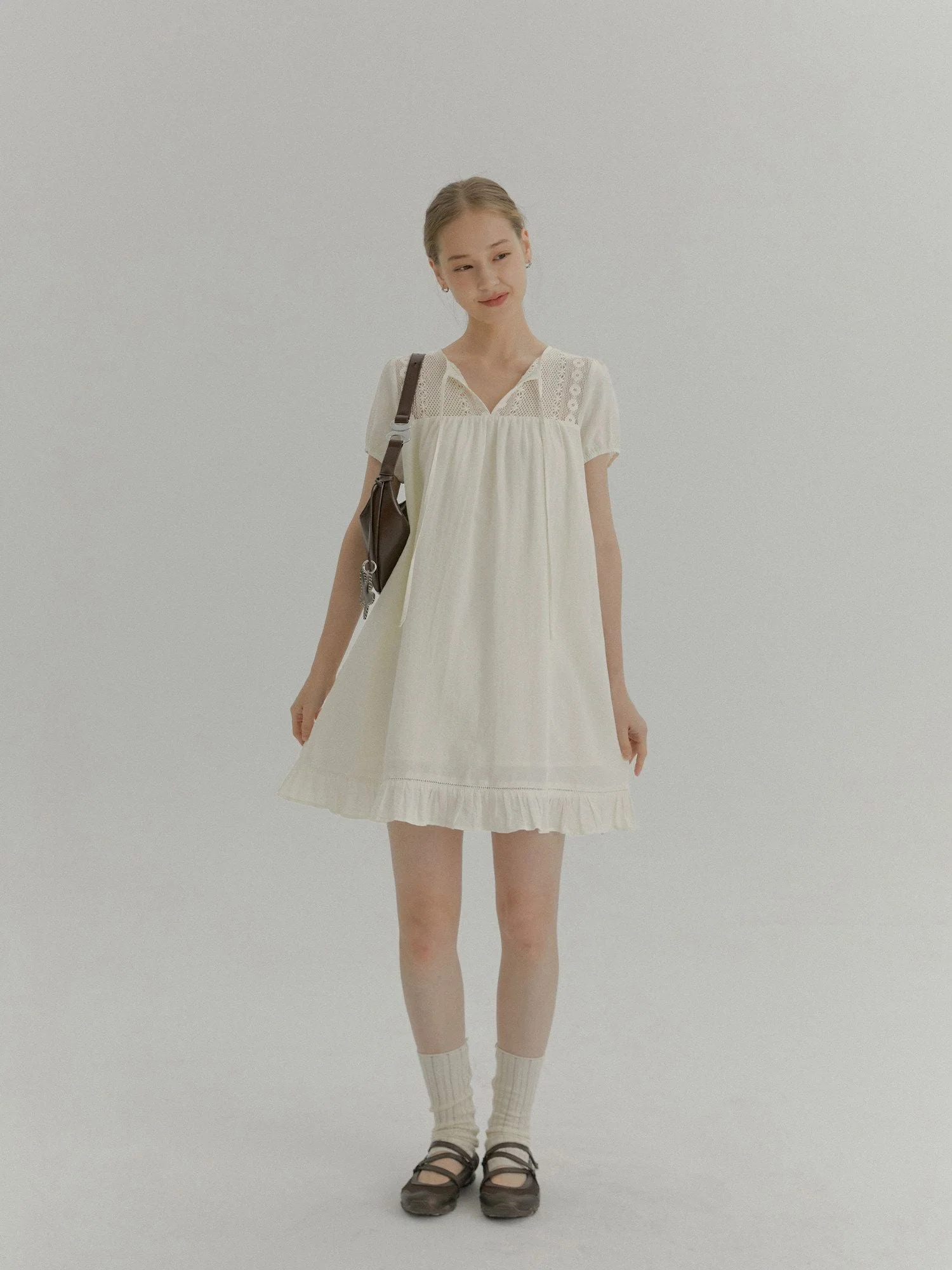 Lace Yoke Mini Dress - Image 4