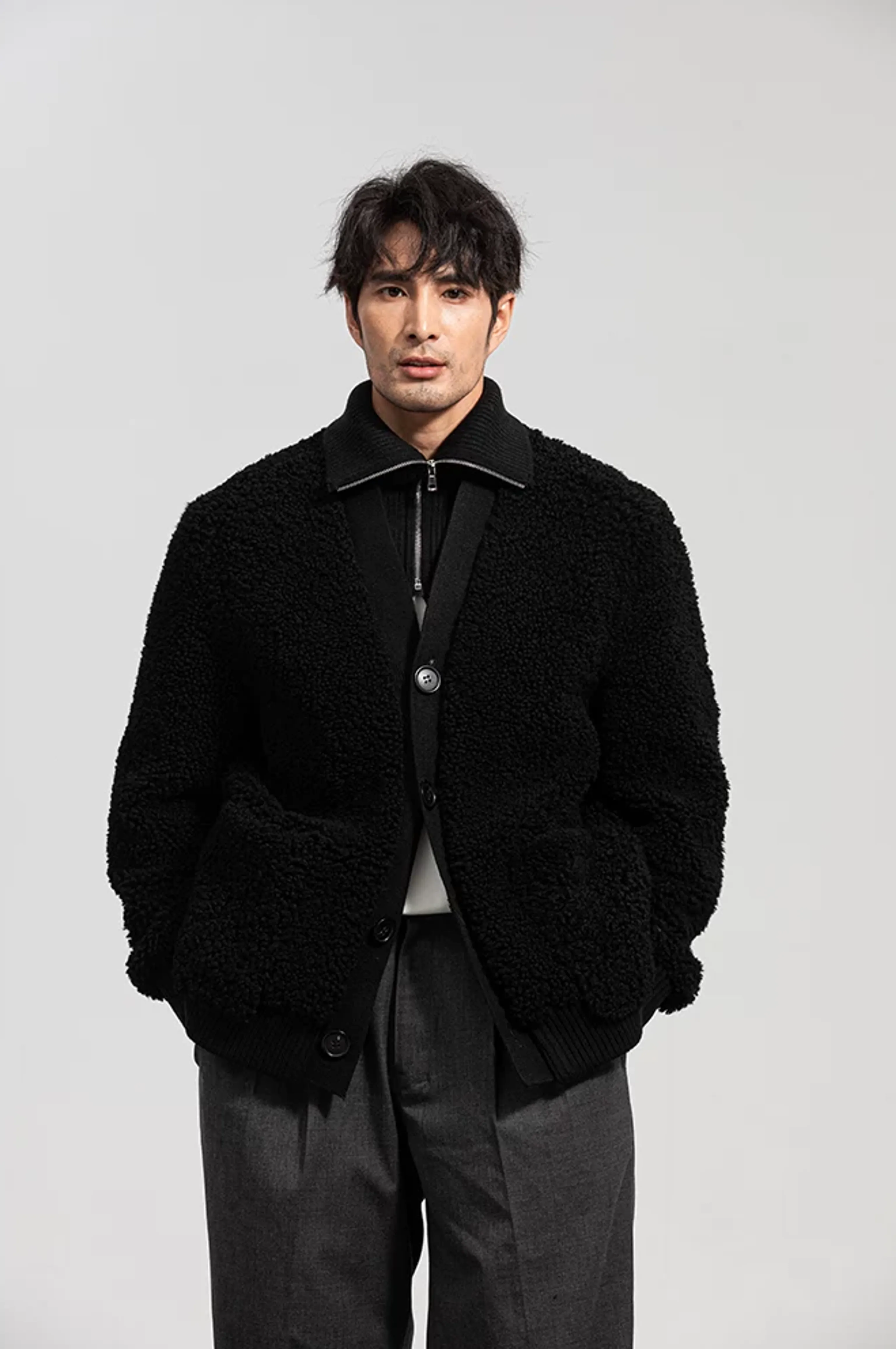 Lamb Shearling Button Jacket