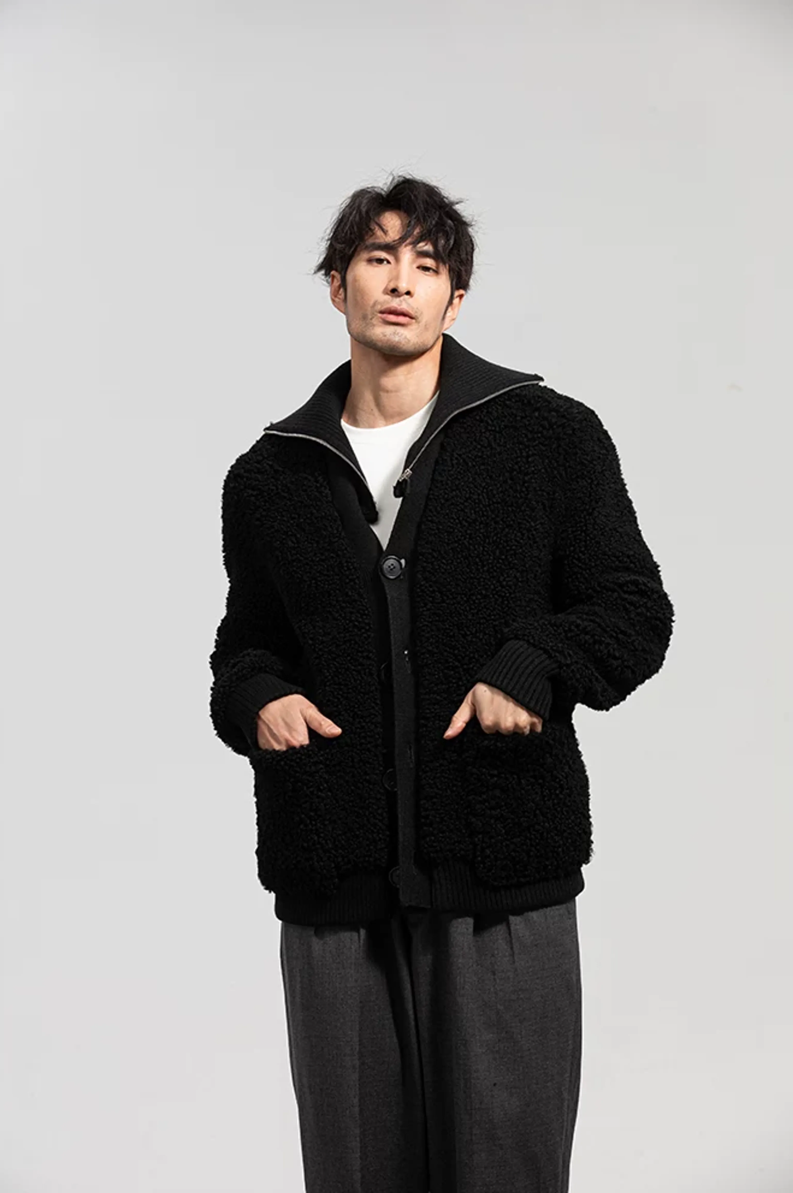 Lamb Shearling Button Jacket - Image 2