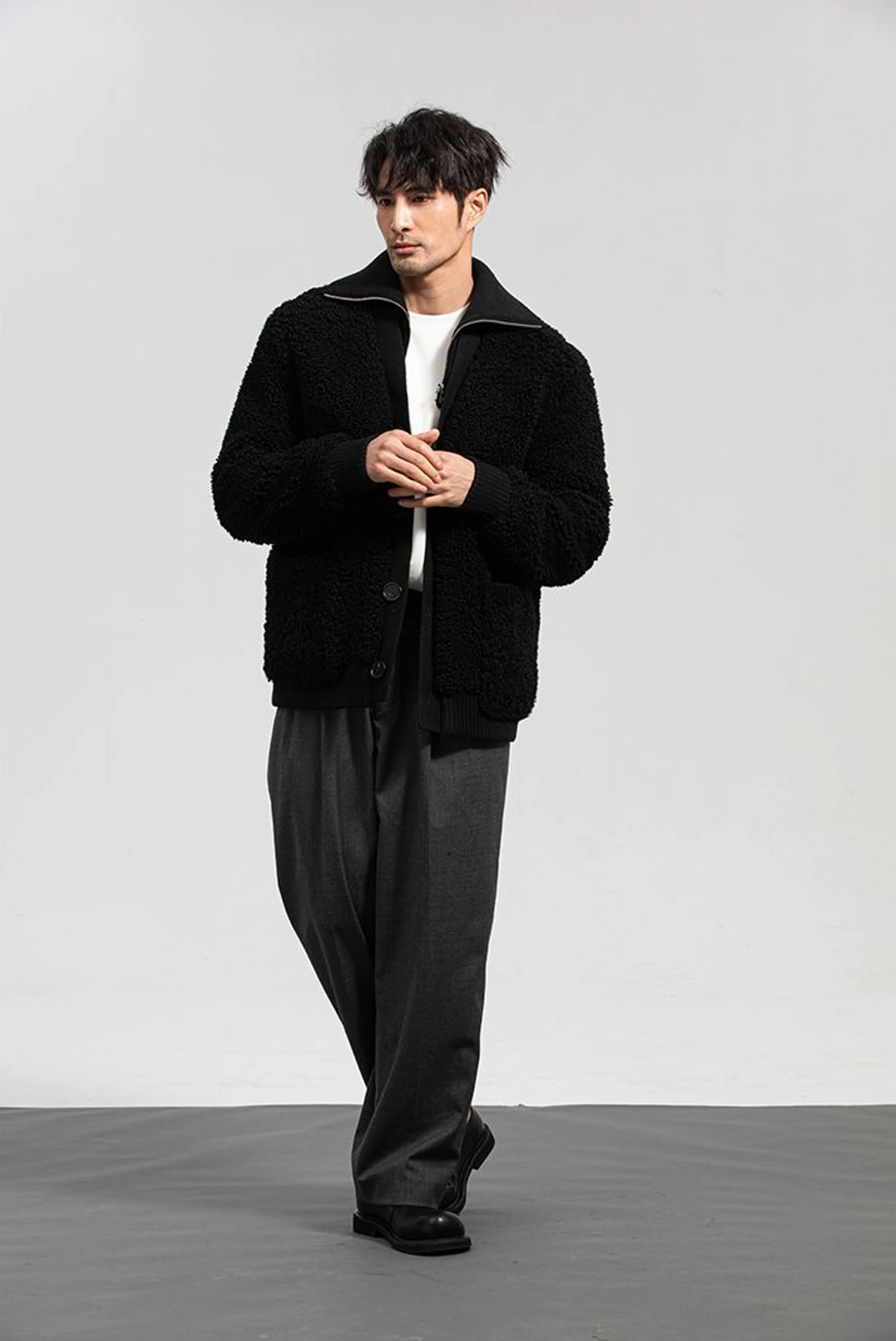 Lamb Shearling Button Jacket - Image 6