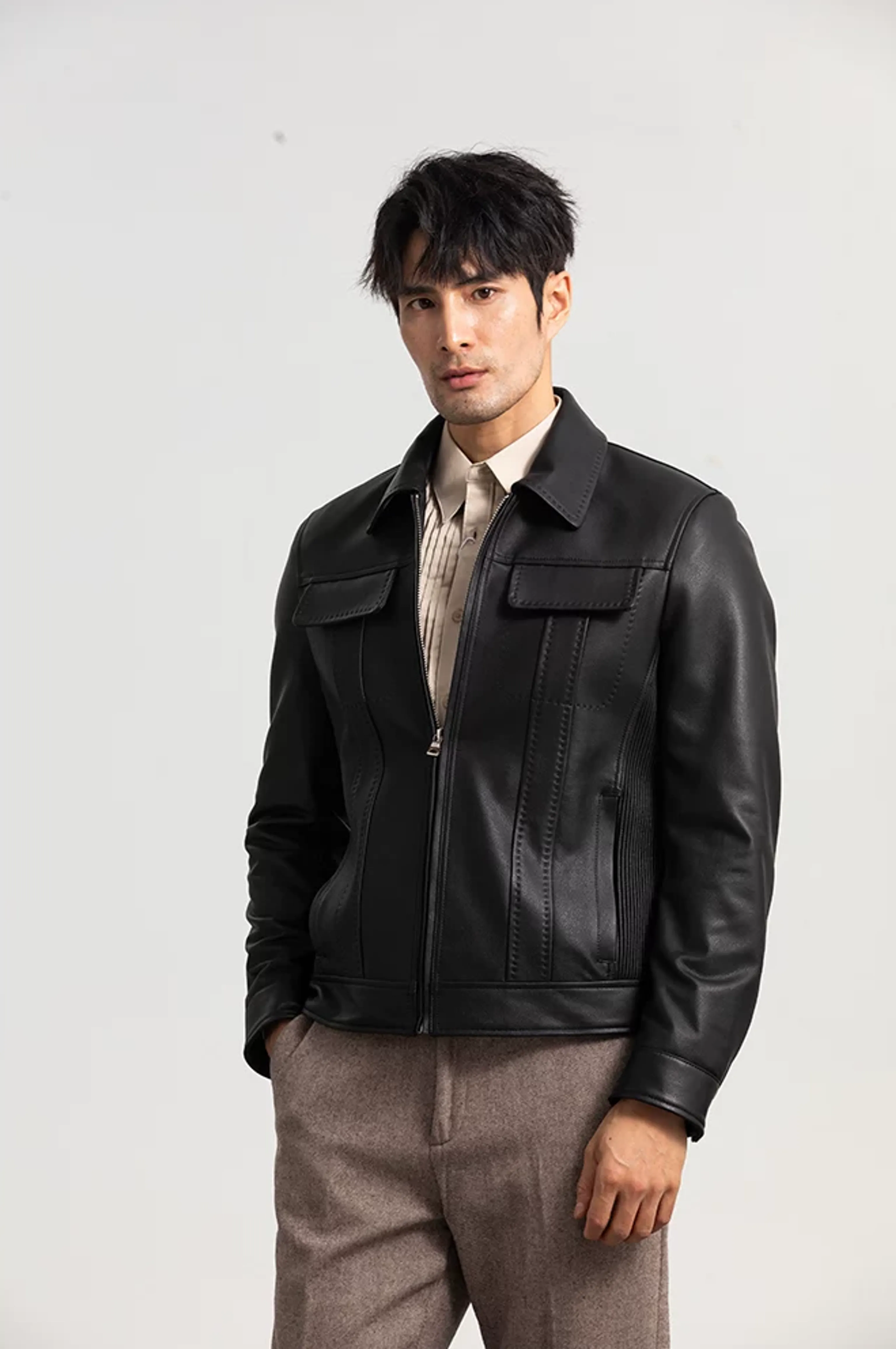Lambskin Panel Zip Jacket - Image 4