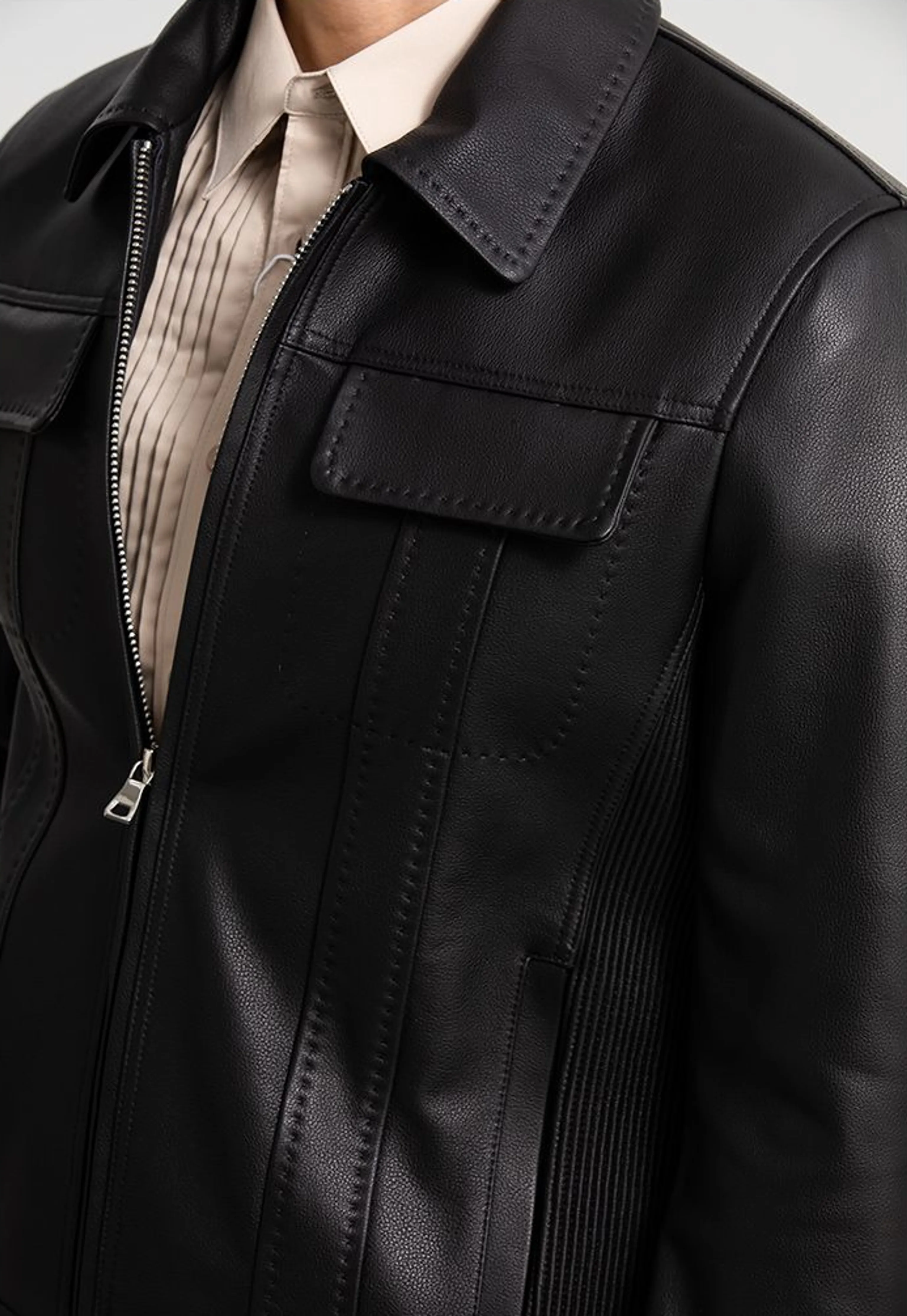 Lambskin Panel Zip Jacket - Image 7