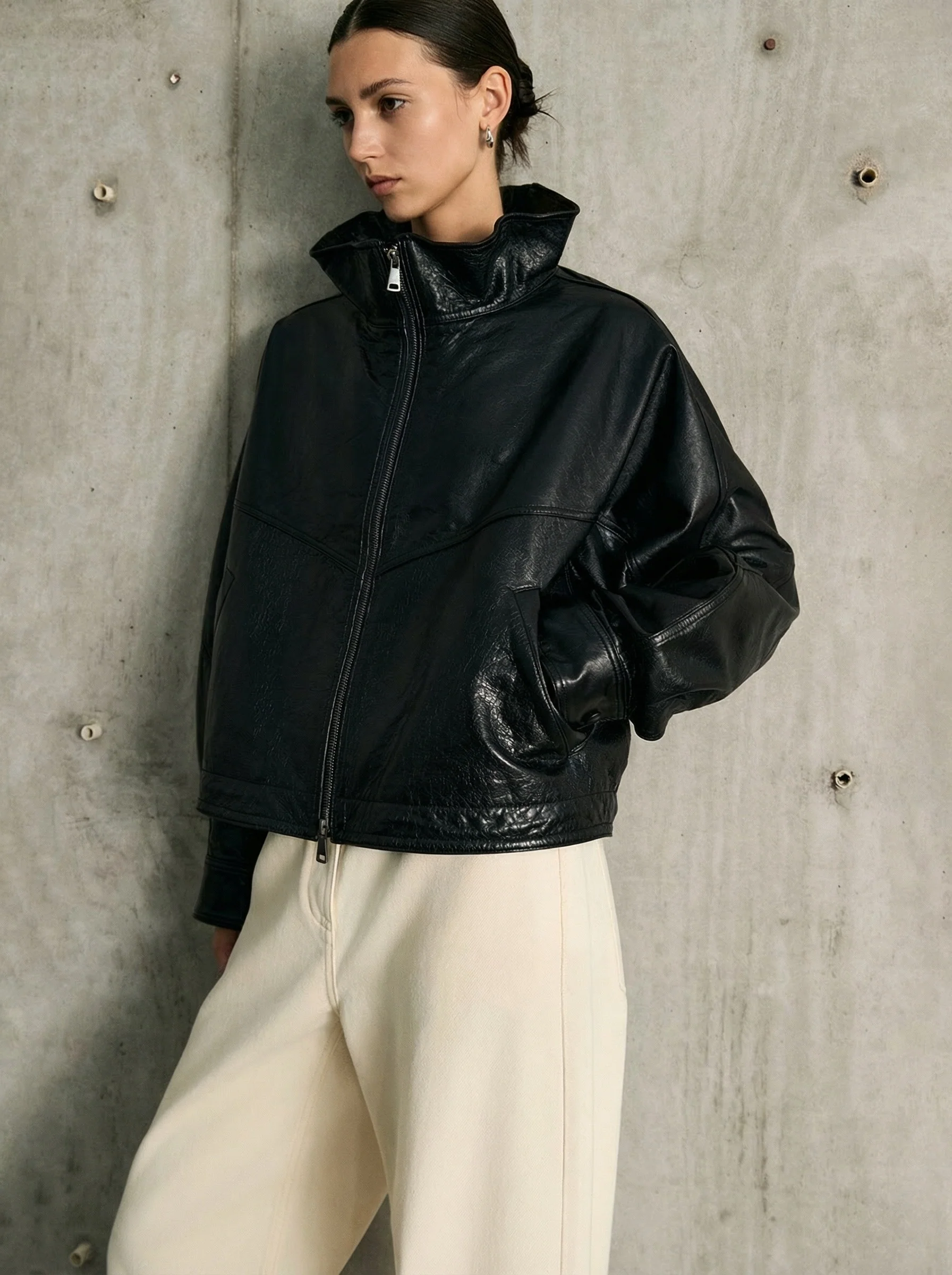 Lambskin Two-Way Zip Jacket - Image 4