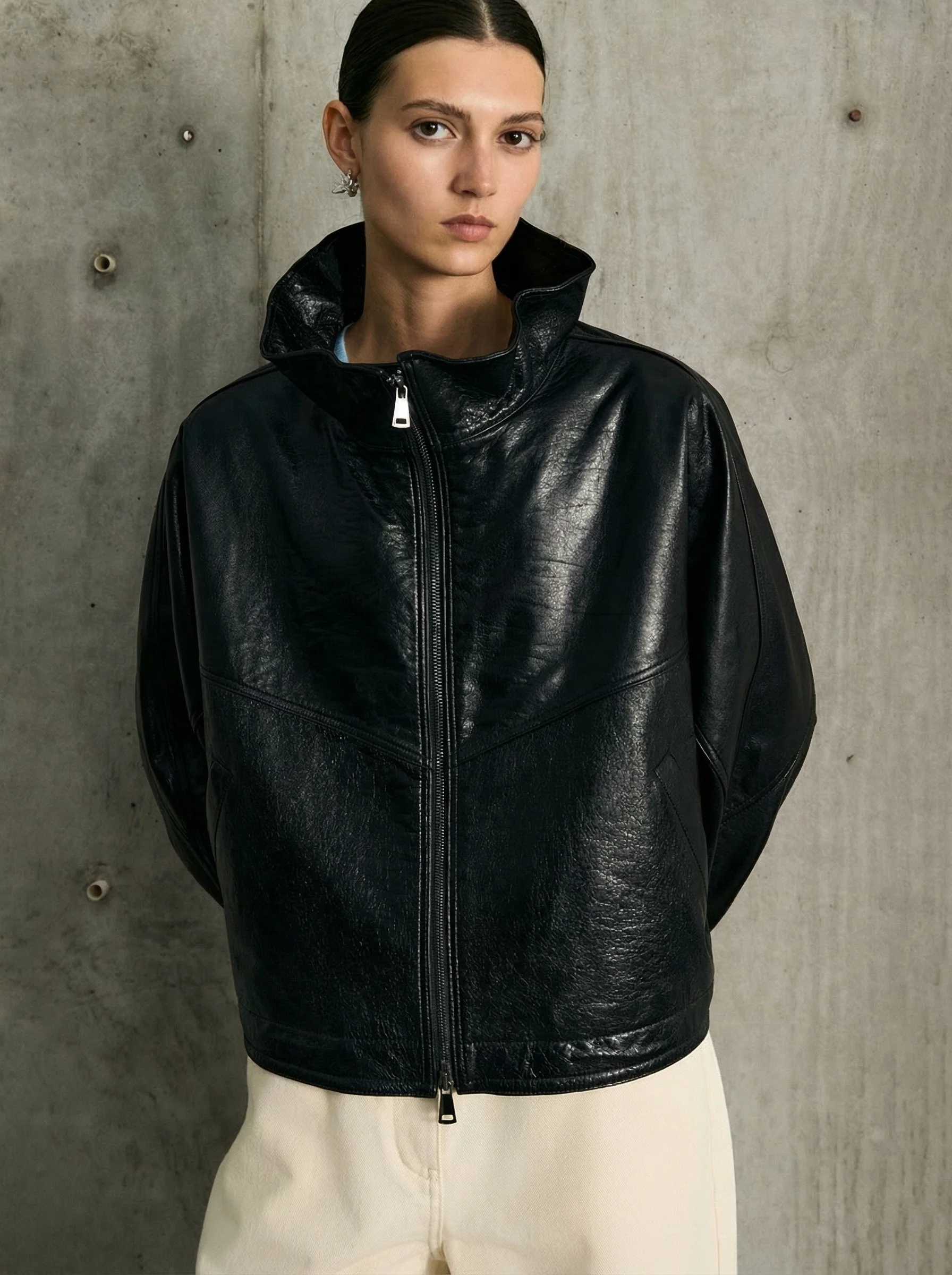 Lambskin Two-Way Zip Jacket - Image 6