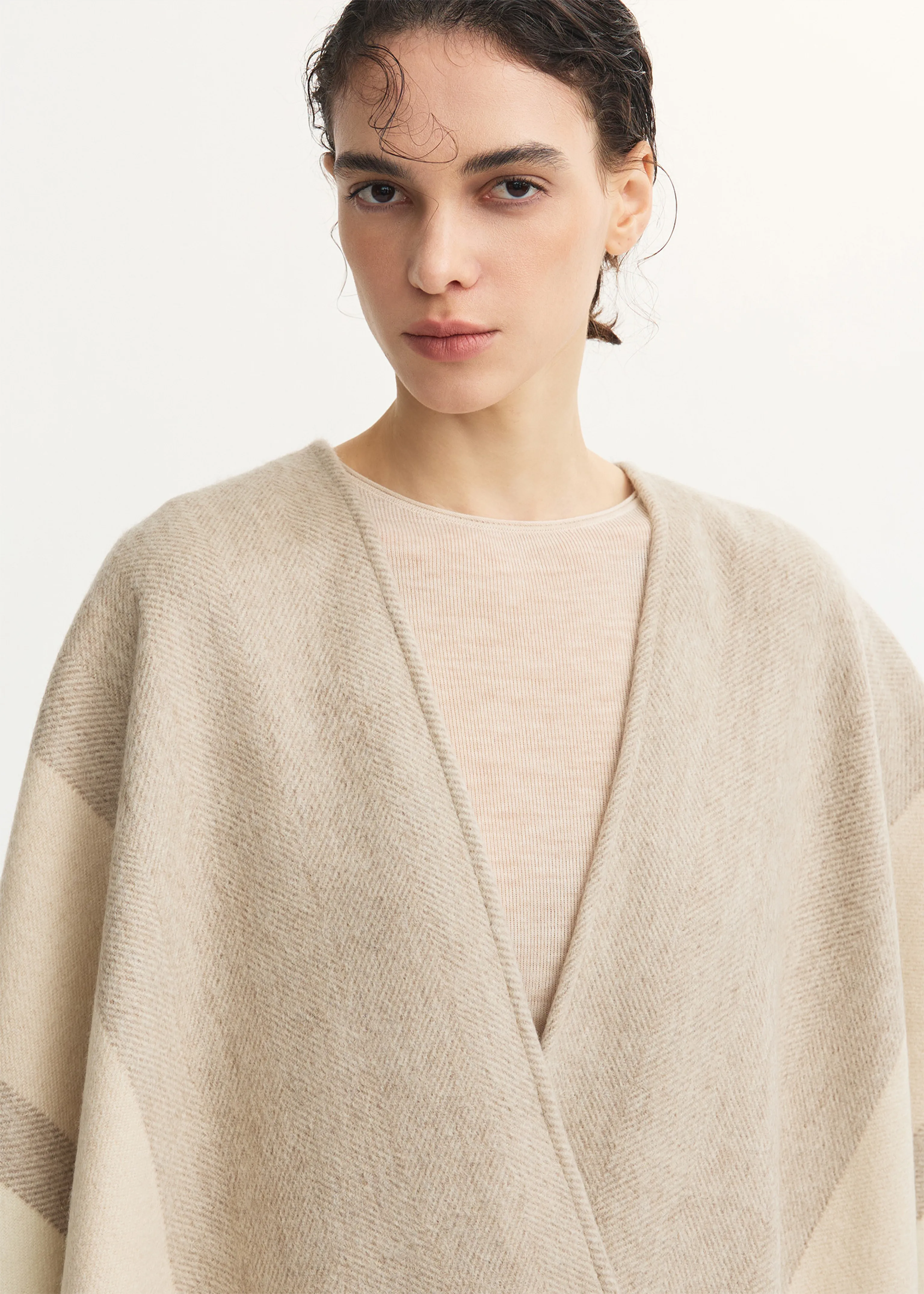 Lambswool Striped Fringe Shawl