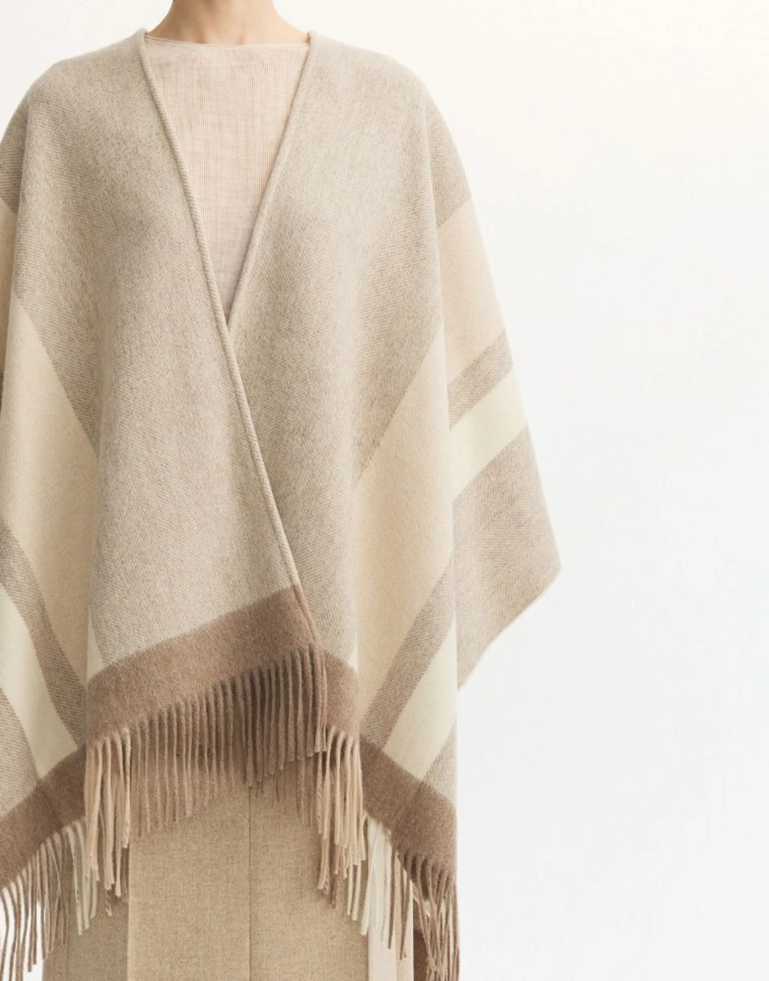 Lambswool Striped Fringe Shawl - Image 2